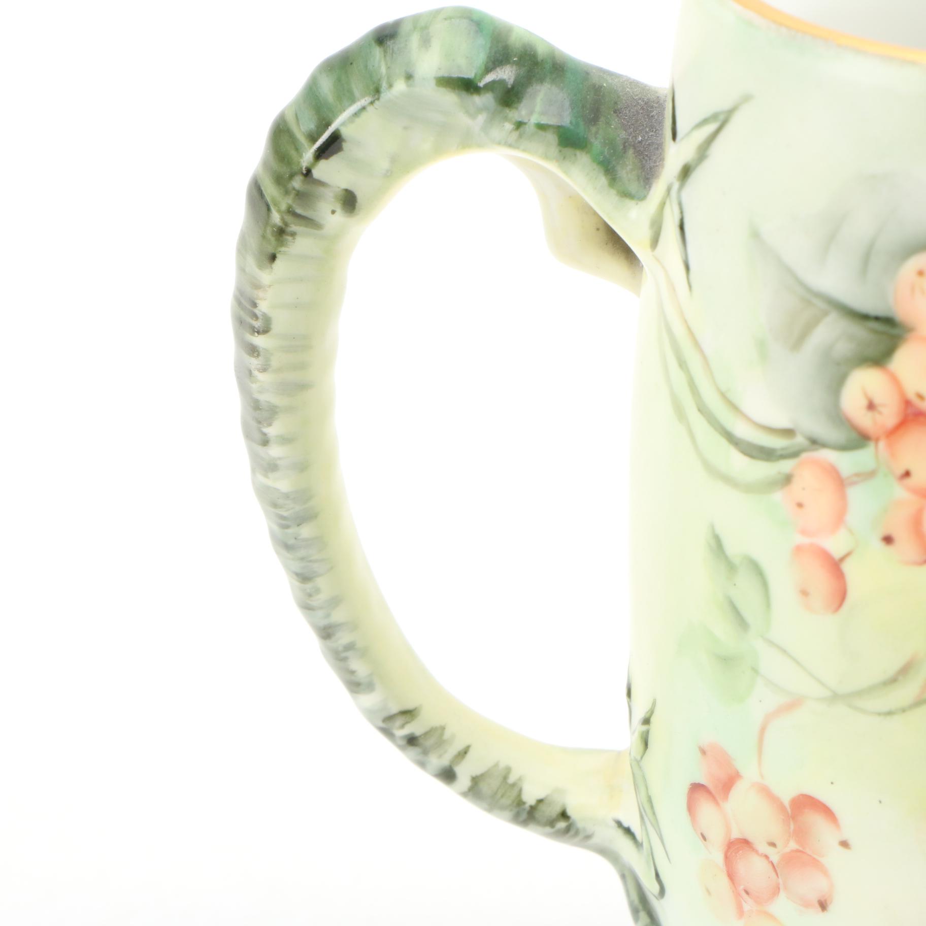 Jean Pouyat Hand-Painted Limoges Porcelain Mug/Tankard
