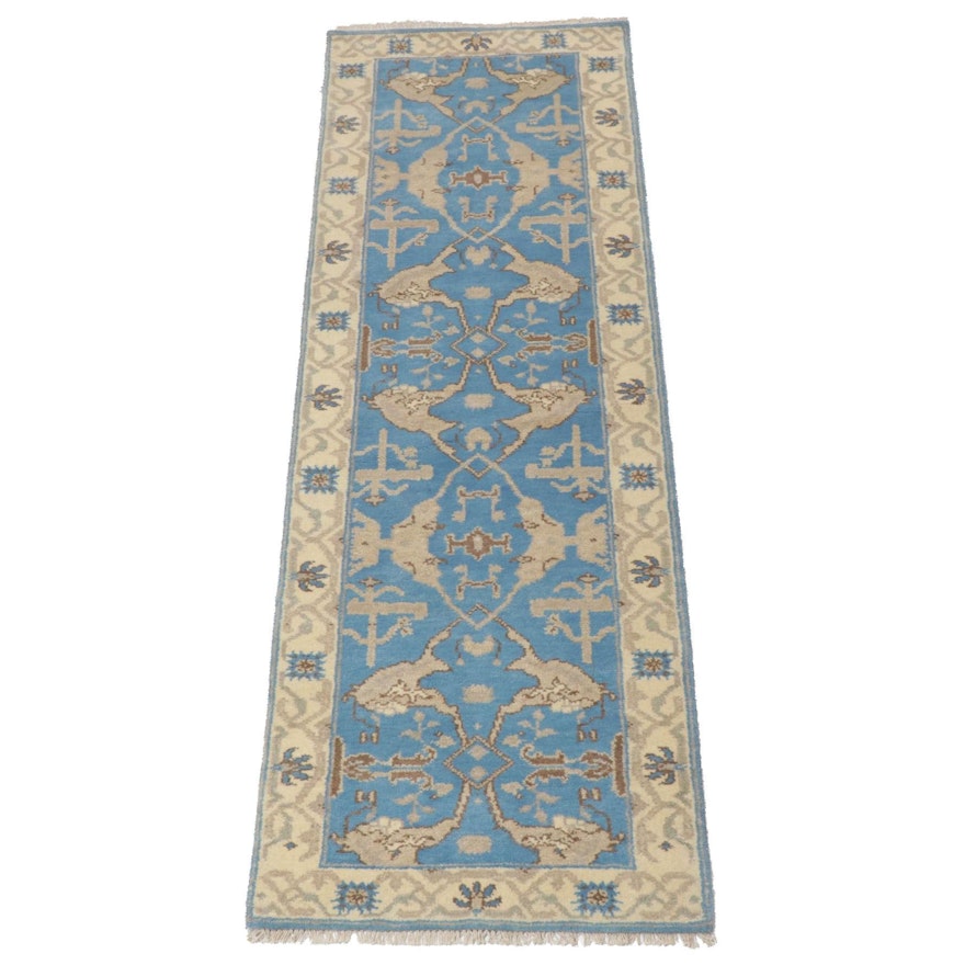 2'7 x 8'1 Hand-Knotted Indo-Turkish Oushak Runner