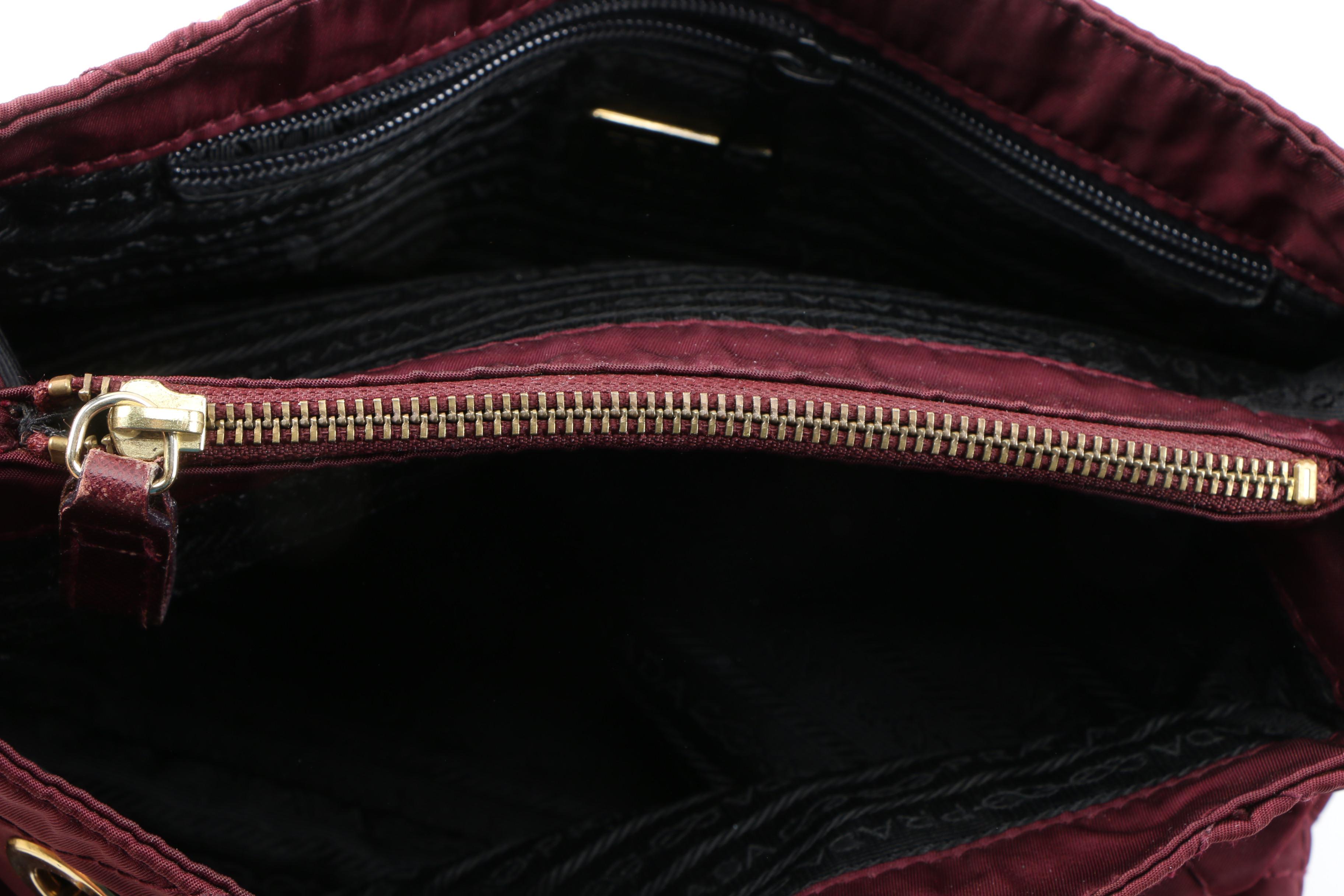 Prada Quilted Tessuto Nylon Shoulder Bag with Leather Chain Link Shoulder Straps