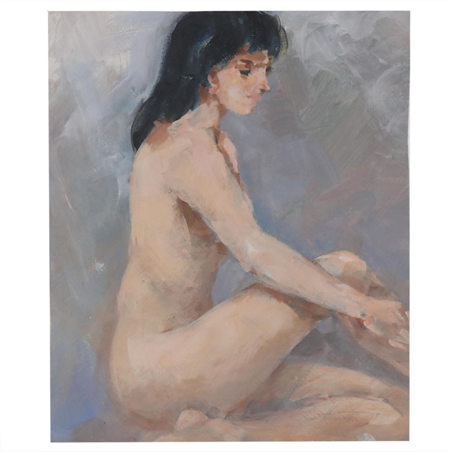 Louis Herbert Hemsath Figural Oil Painting of Female Nude, 1944