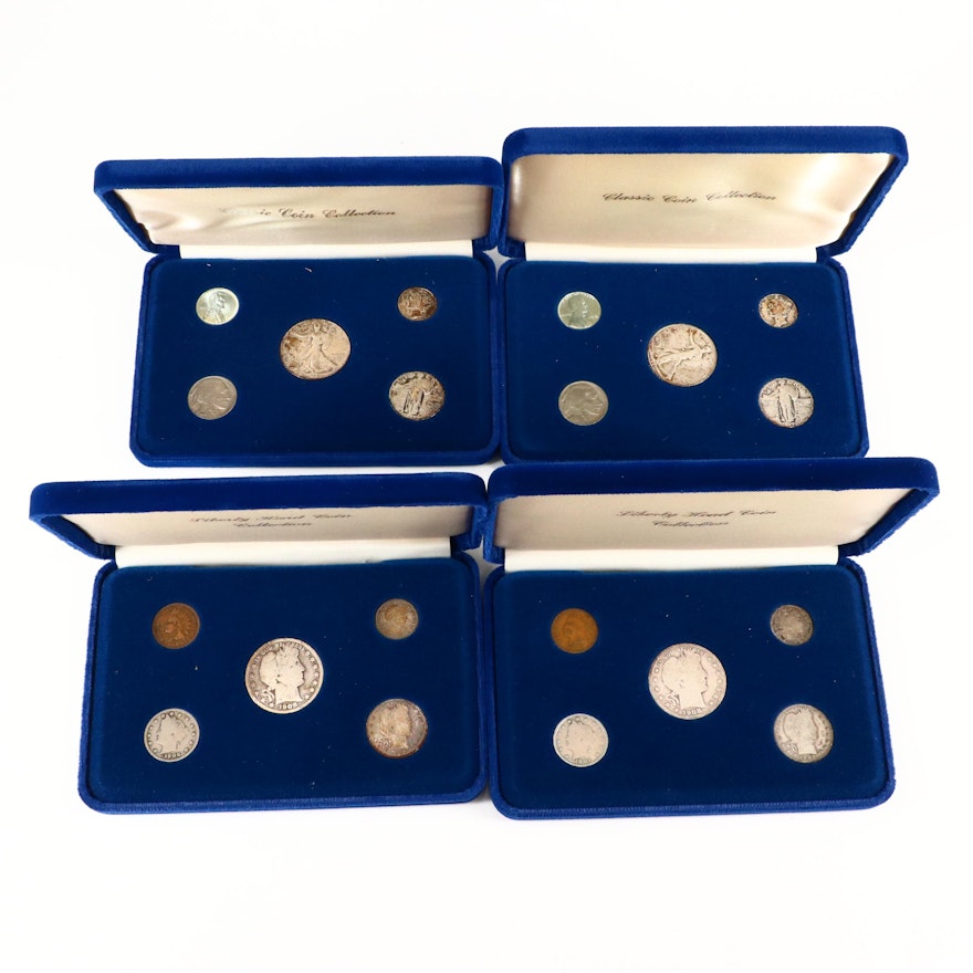 Four Vintage U.S. Type Coin Sets, Including Silver
