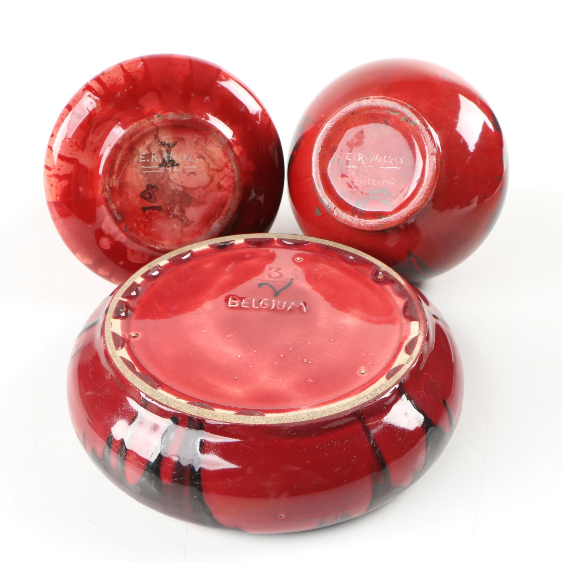 Edward R. Wilkes and Belgian Arts and Crafts Flambé Pottery Vessels