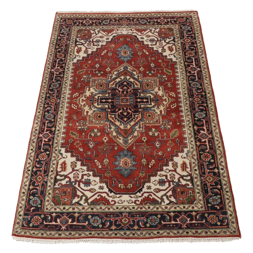 5' x 8' Hand-Knotted Indo-Persian Heriz Serapi Rug, 2010s