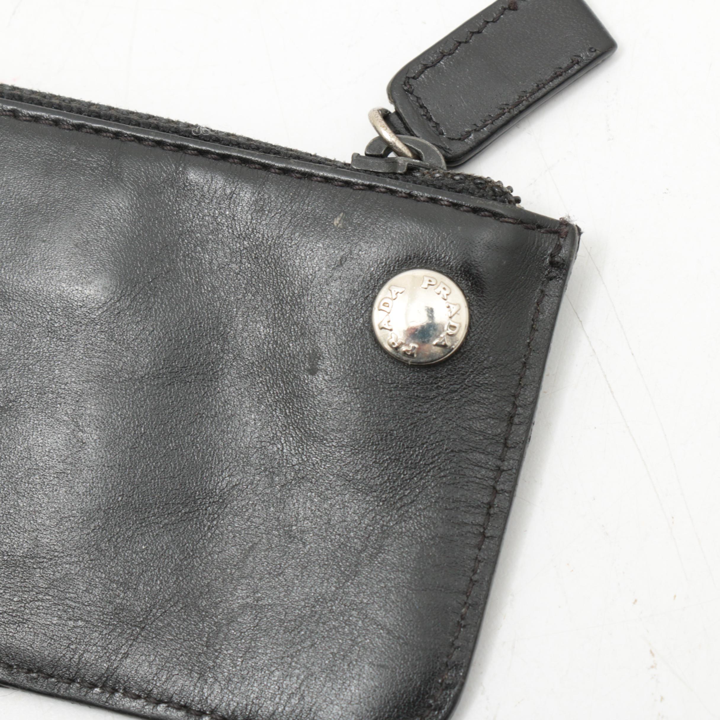 Prada Black Leather Coin Purse and Bracelet