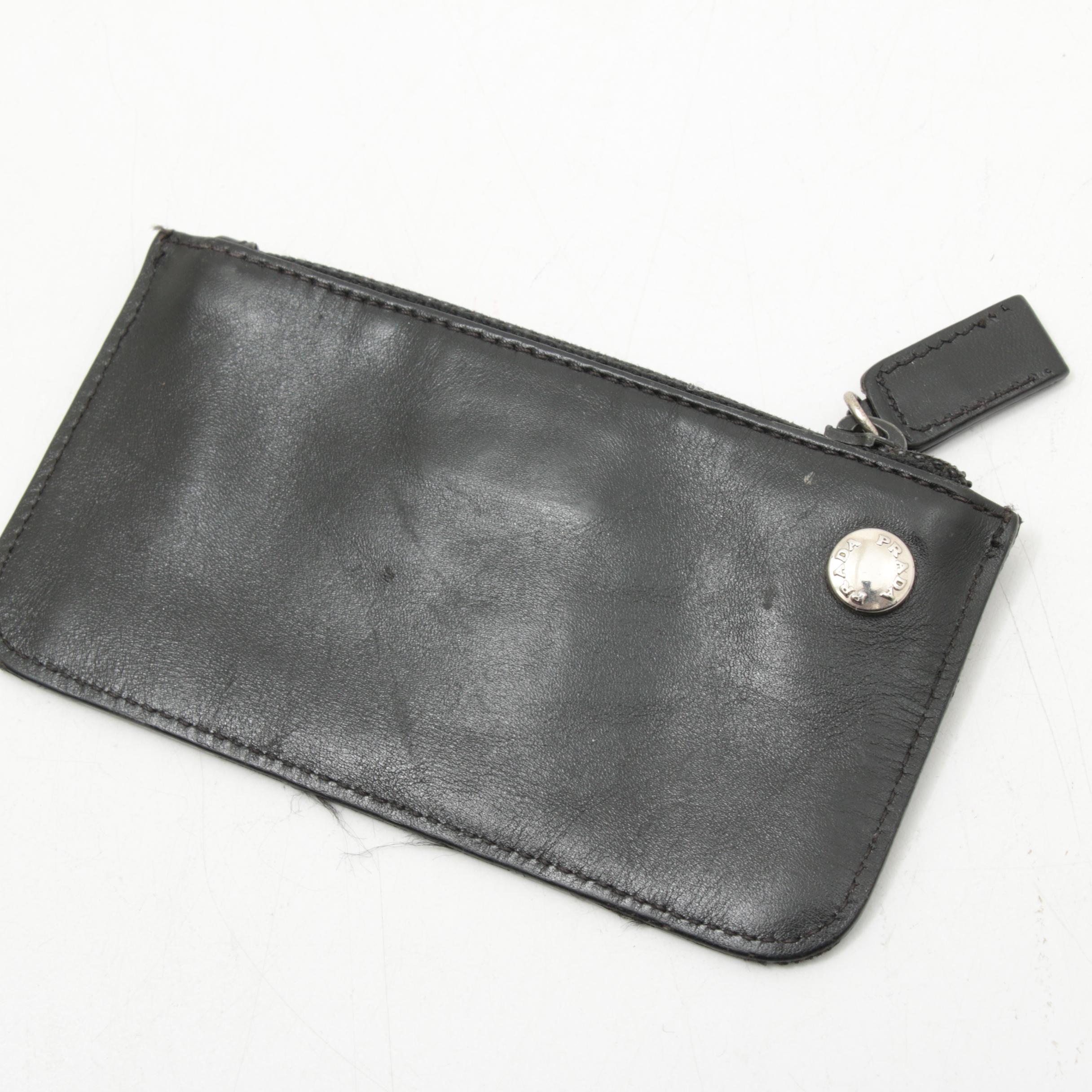 Prada Black Leather Coin Purse and Bracelet