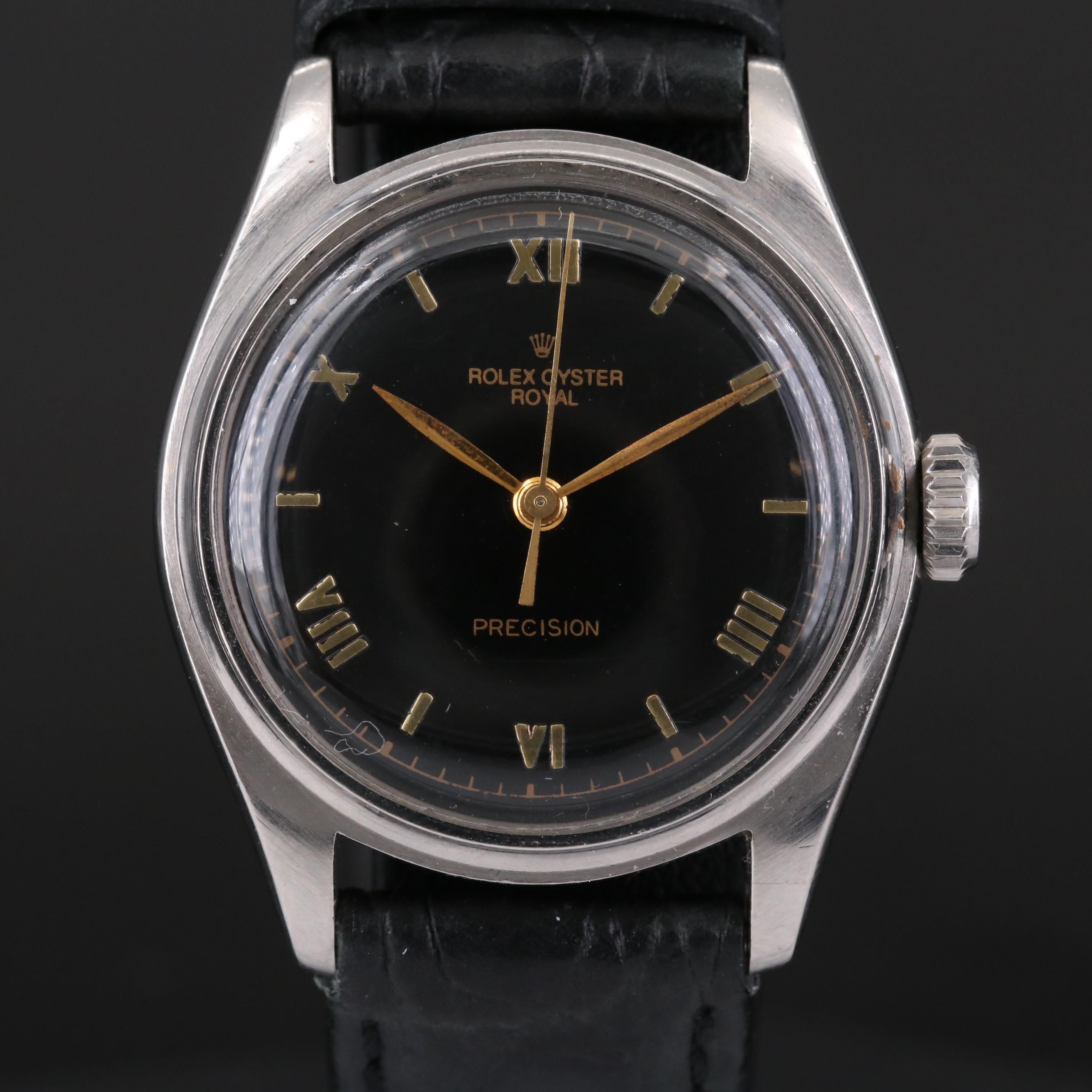 Vintage Rolex Oyster Royal Stainless Steel Stem Wind Watch, Circa 1951