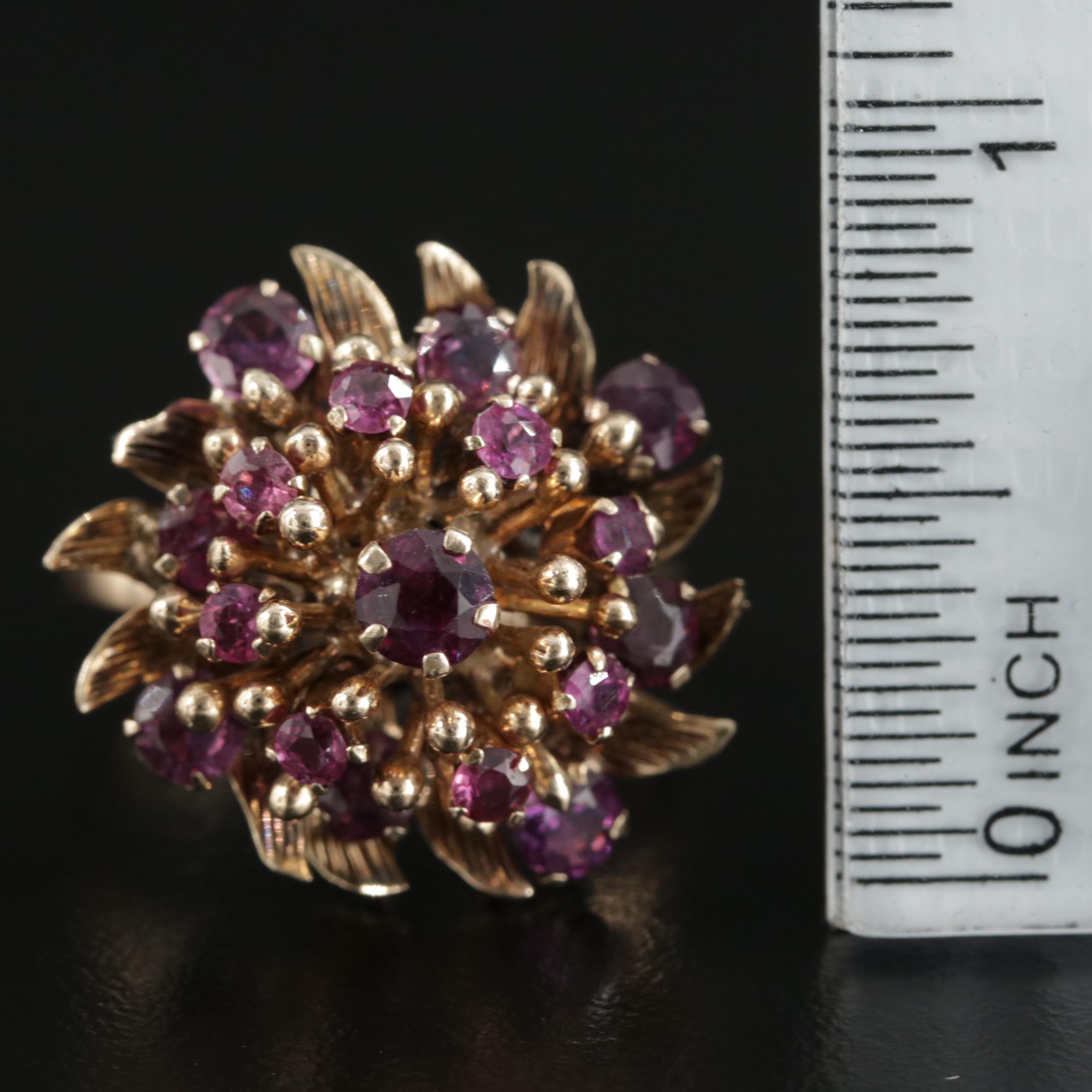 1970s 10K Yellow Gold Ruby Princess Ring