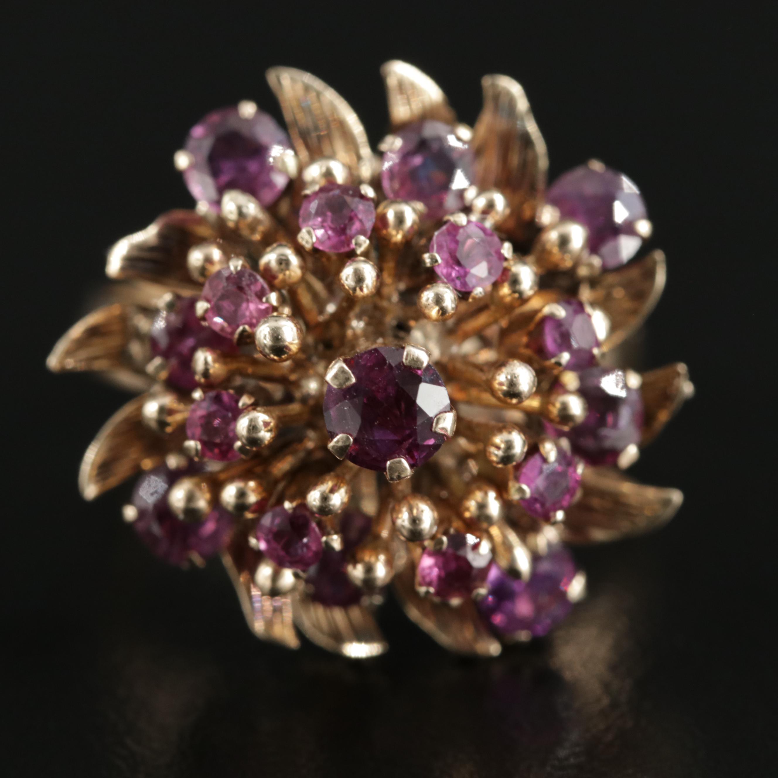 1970s 10K Yellow Gold Ruby Princess Ring