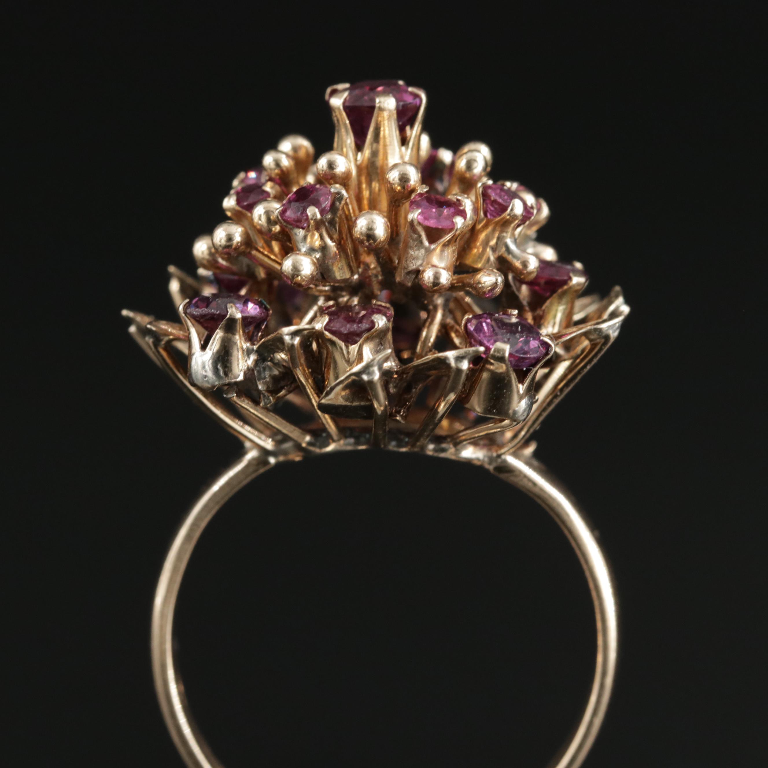 1970s 10K Yellow Gold Ruby Princess Ring