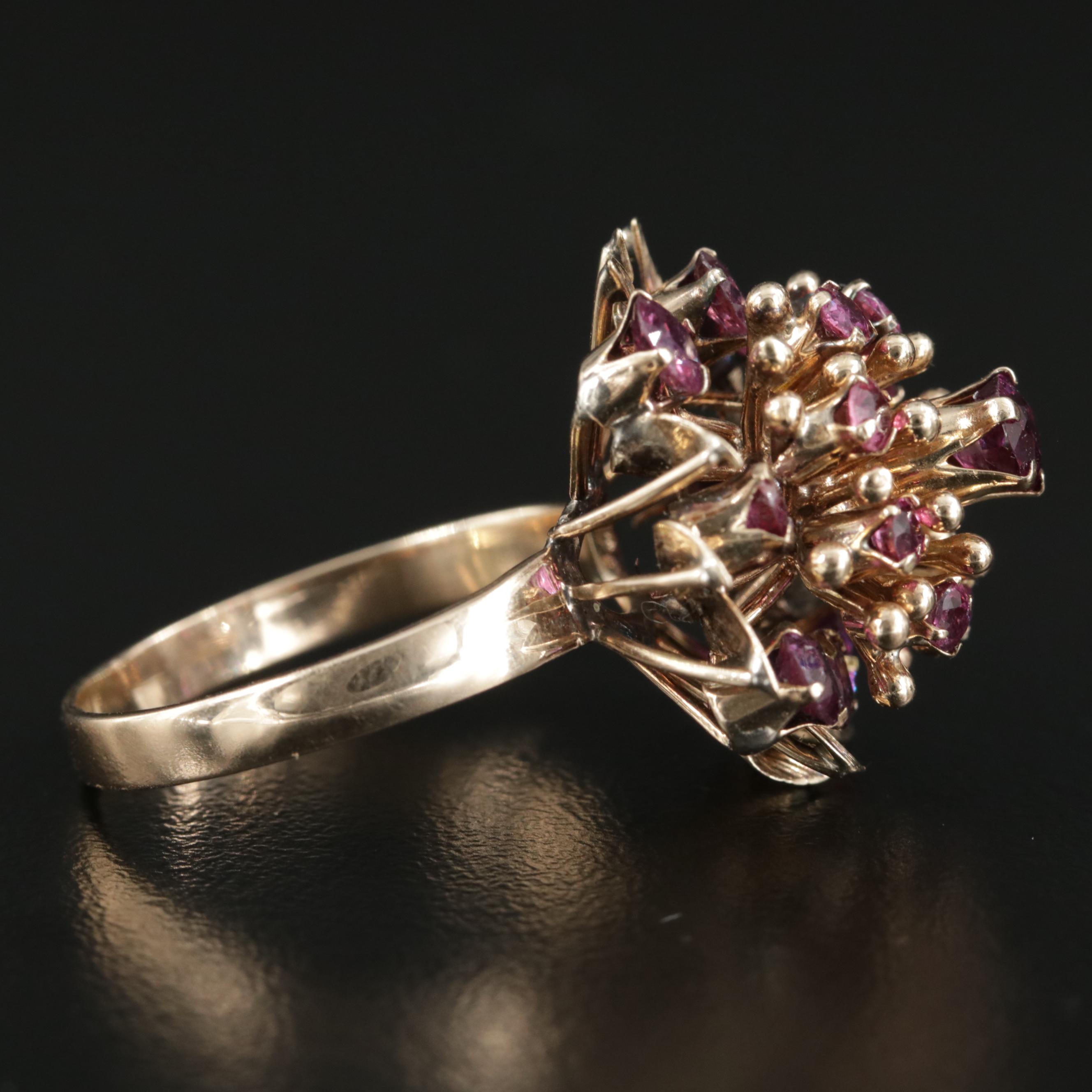 1970s 10K Yellow Gold Ruby Princess Ring