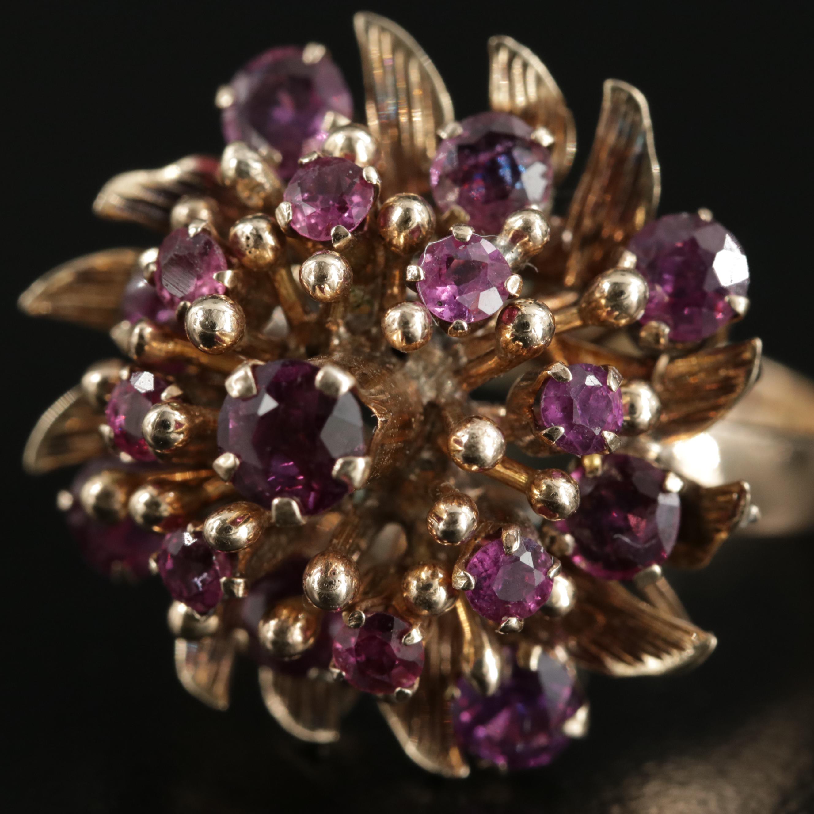 1970s 10K Yellow Gold Ruby Princess Ring