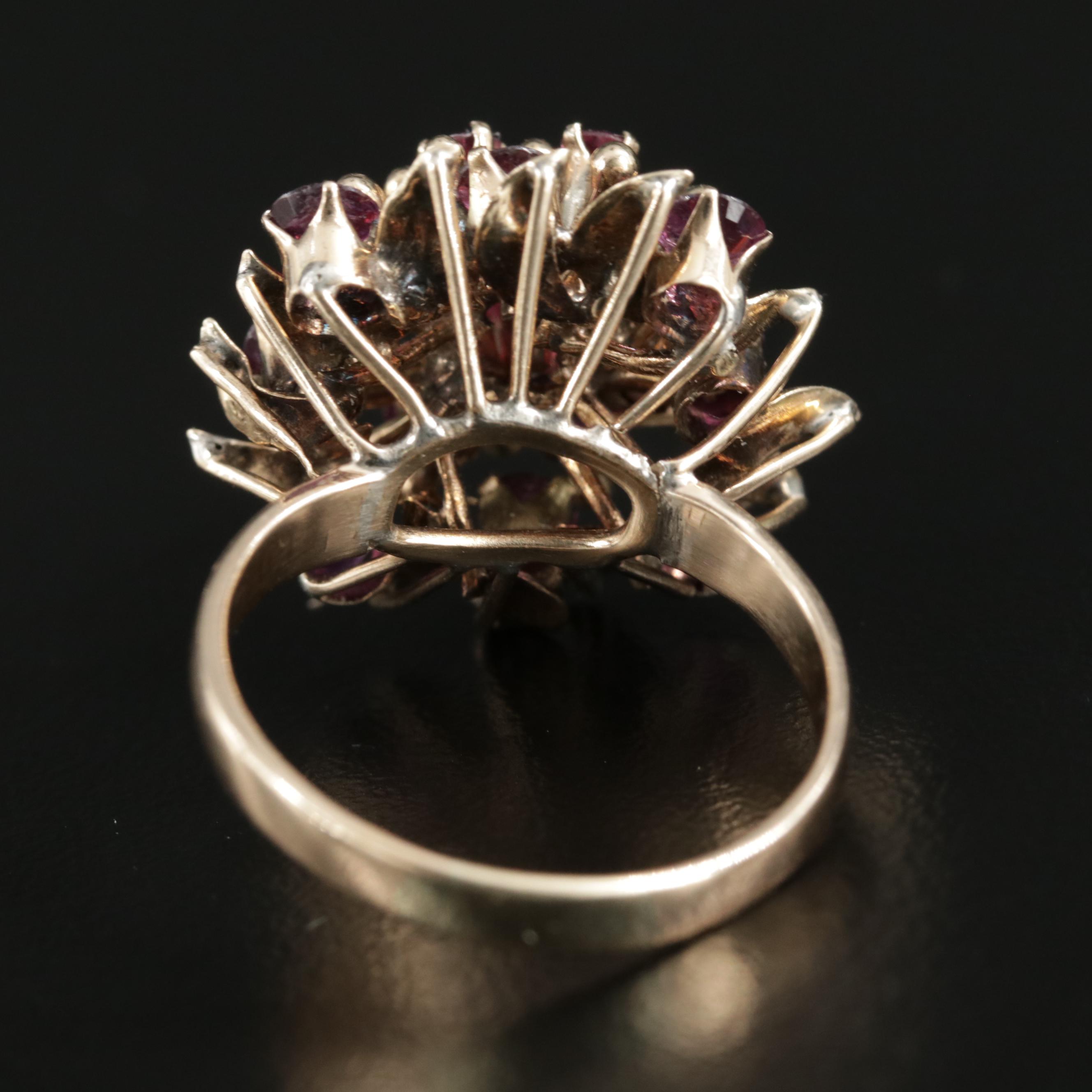 1970s 10K Yellow Gold Ruby Princess Ring