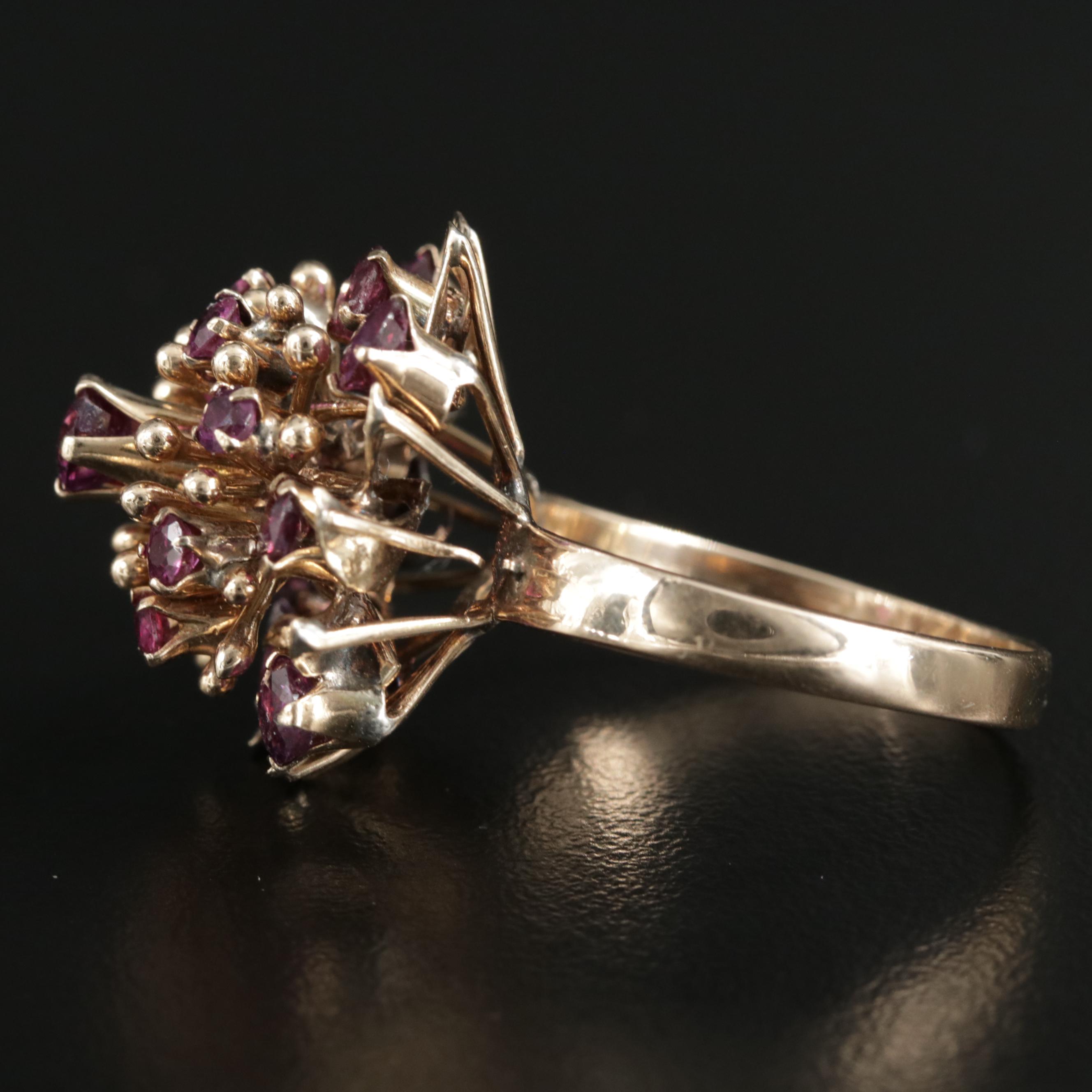1970s 10K Yellow Gold Ruby Princess Ring