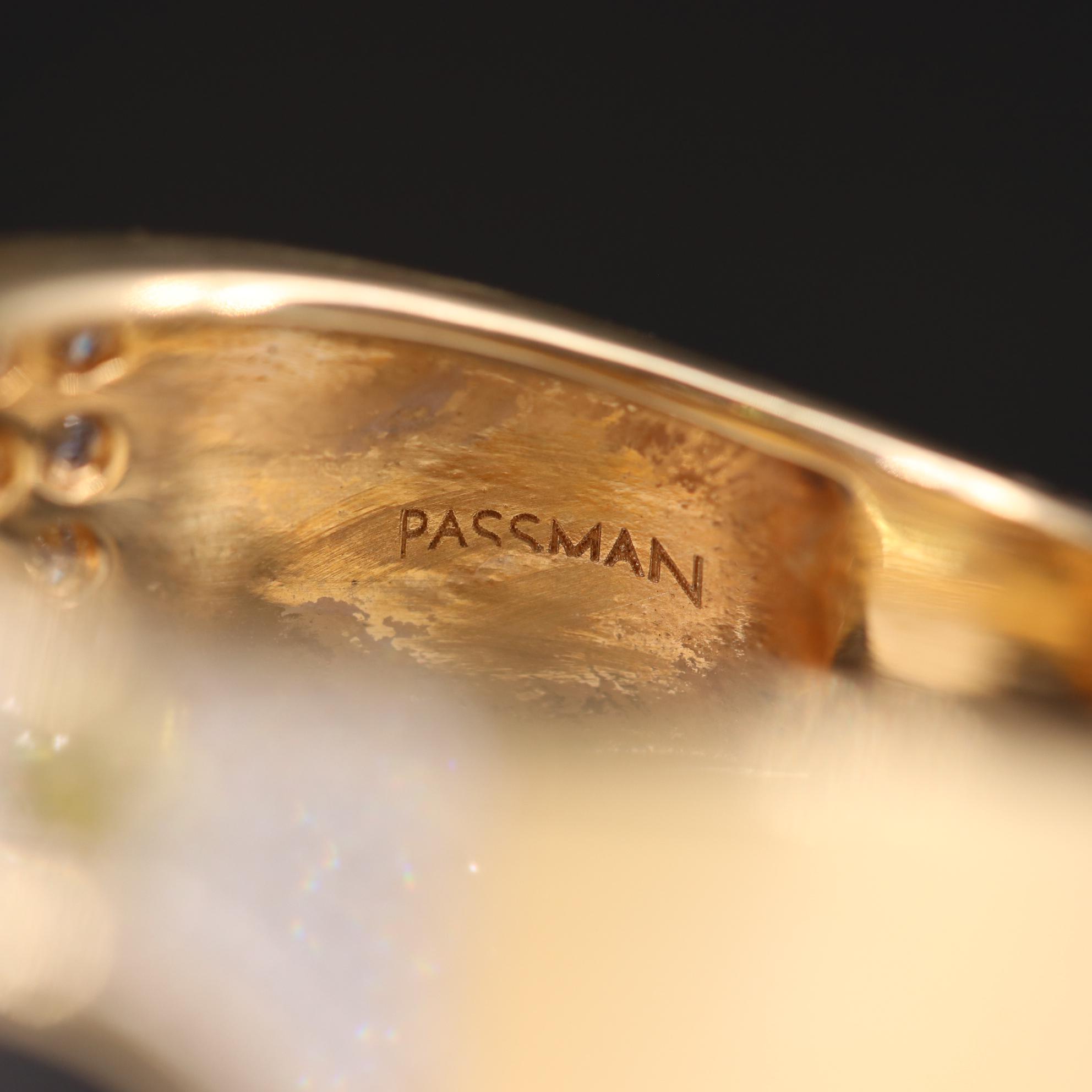 Bernard K Passman 18K Yellow Gold Sapphire, Diamond and Black Coral Ring