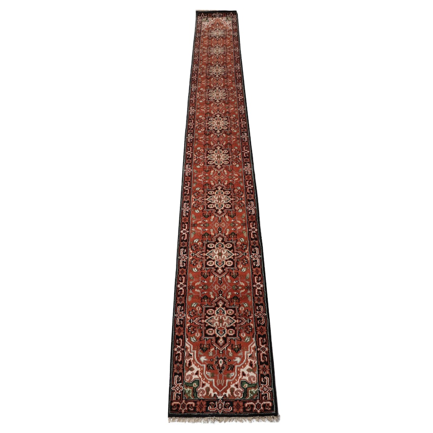 2'5 x 20'1 Hand-Knotted Indo-Persian Heriz Stairway Runner, 2010s