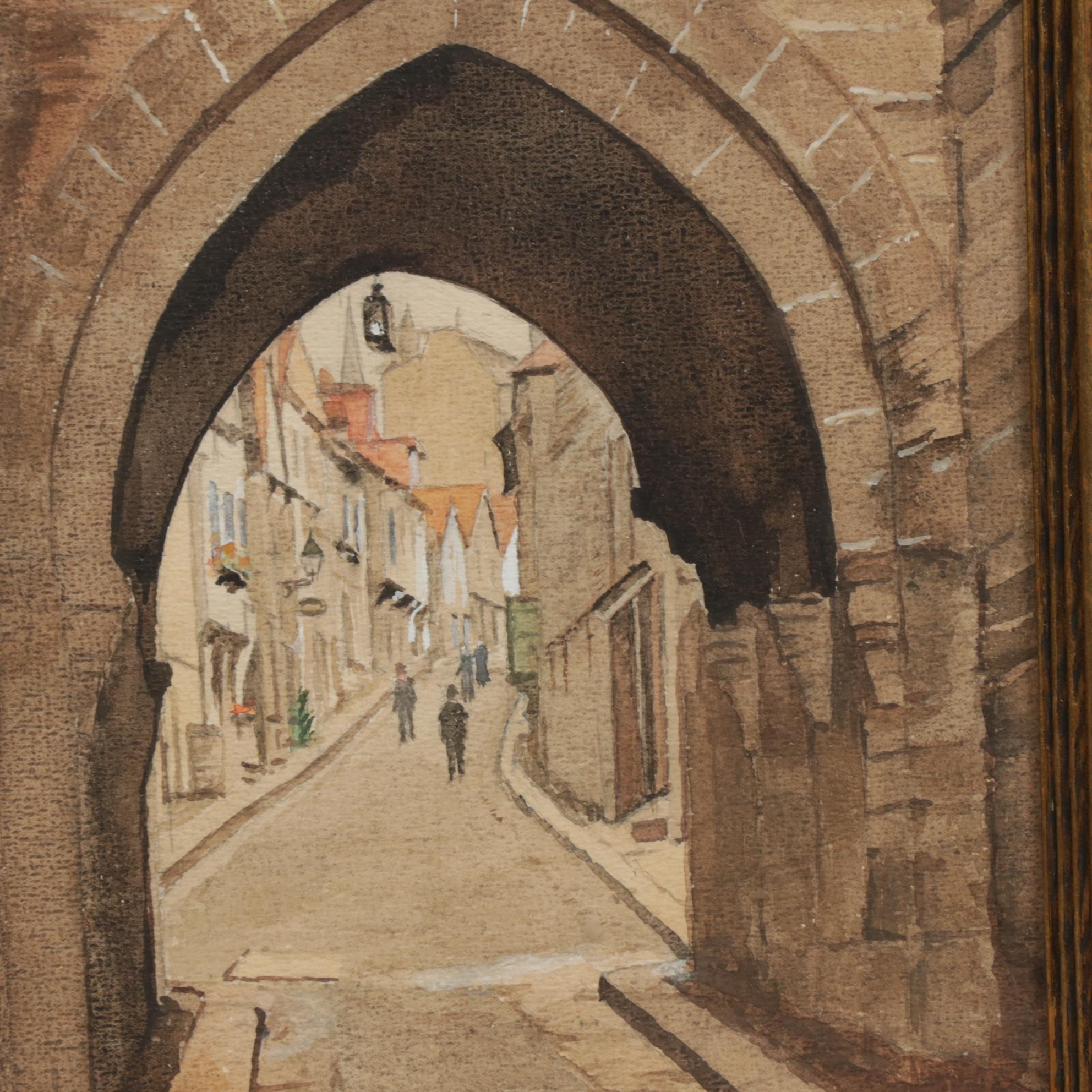 Marguerite Van Biesbroeck Watercolor Painting "Porte du Jersual"