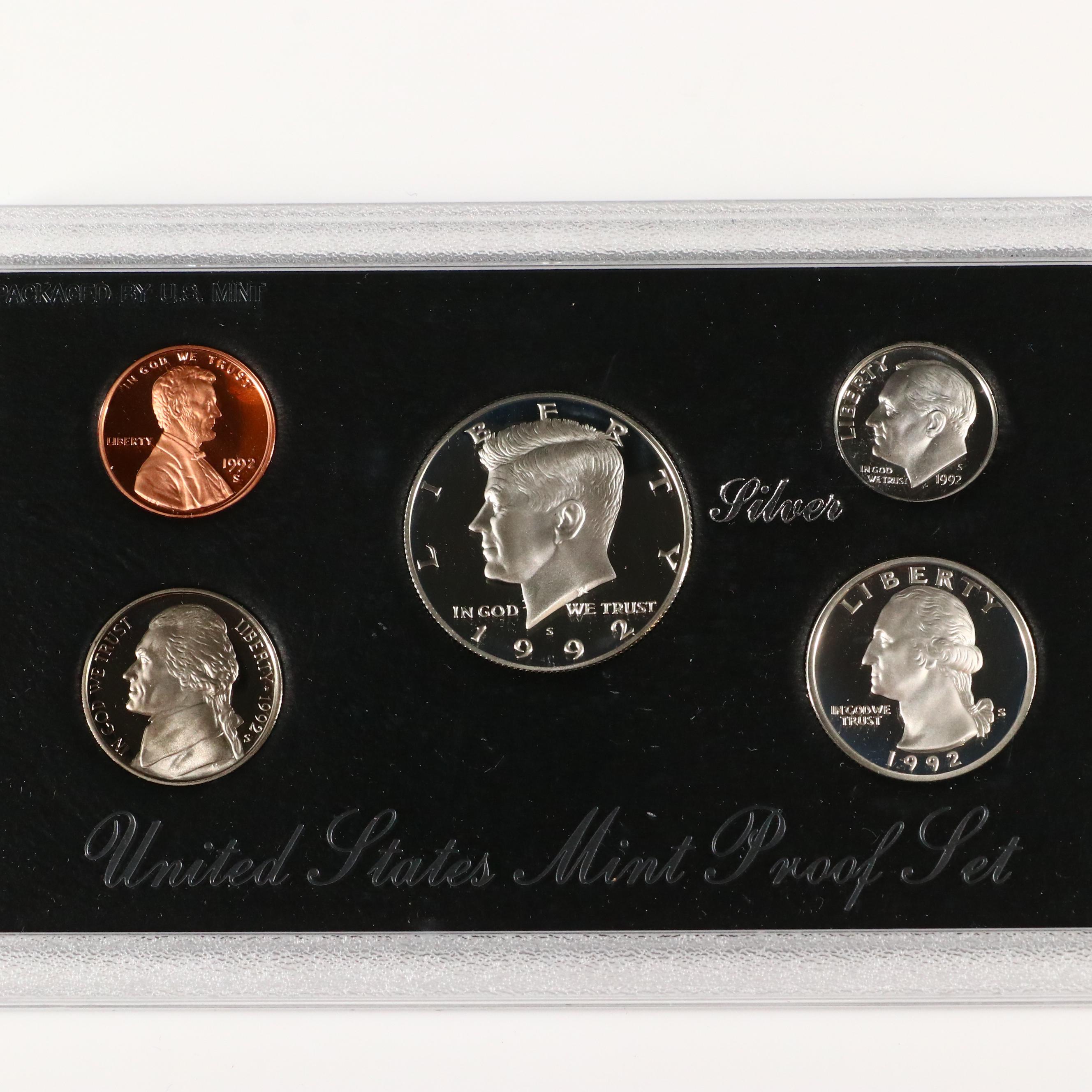 Six U.S. Mint Silver Proof Sets Including 1992, 1993, 1994,1996, 1997, and 1998