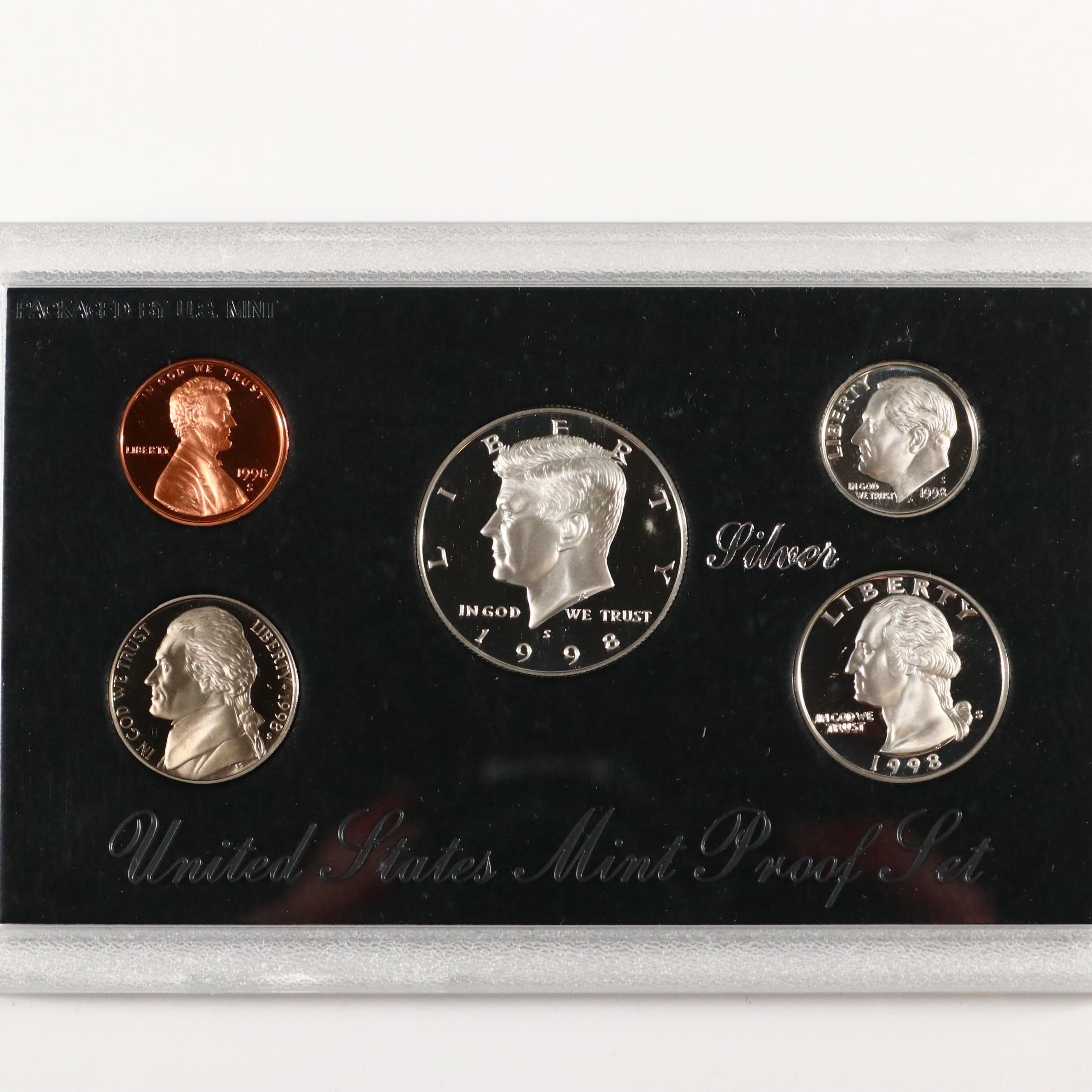 Six U.S. Mint Silver Proof Sets Including 1992, 1993, 1994,1996, 1997, and 1998
