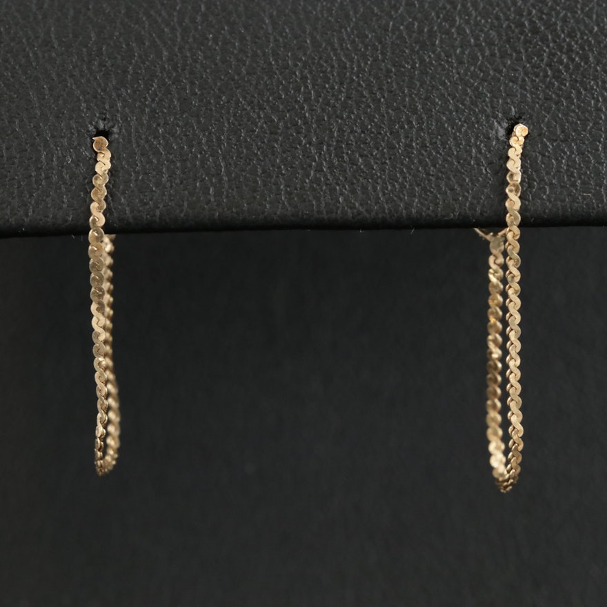 14K Yellow Gold Serpentine Chain Hoop Earrings