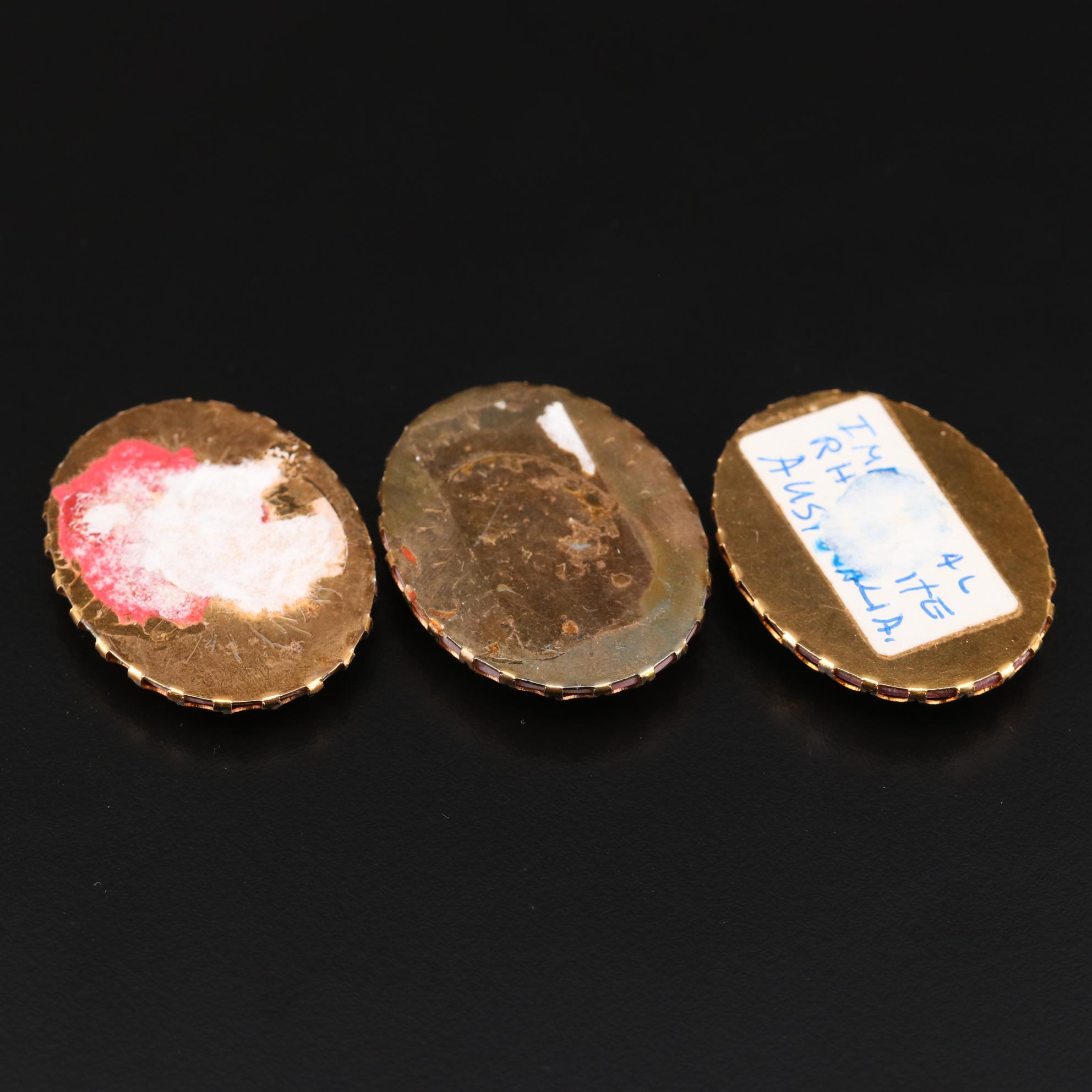 Framed Rhodochrosite and Rhodonite Gemstones