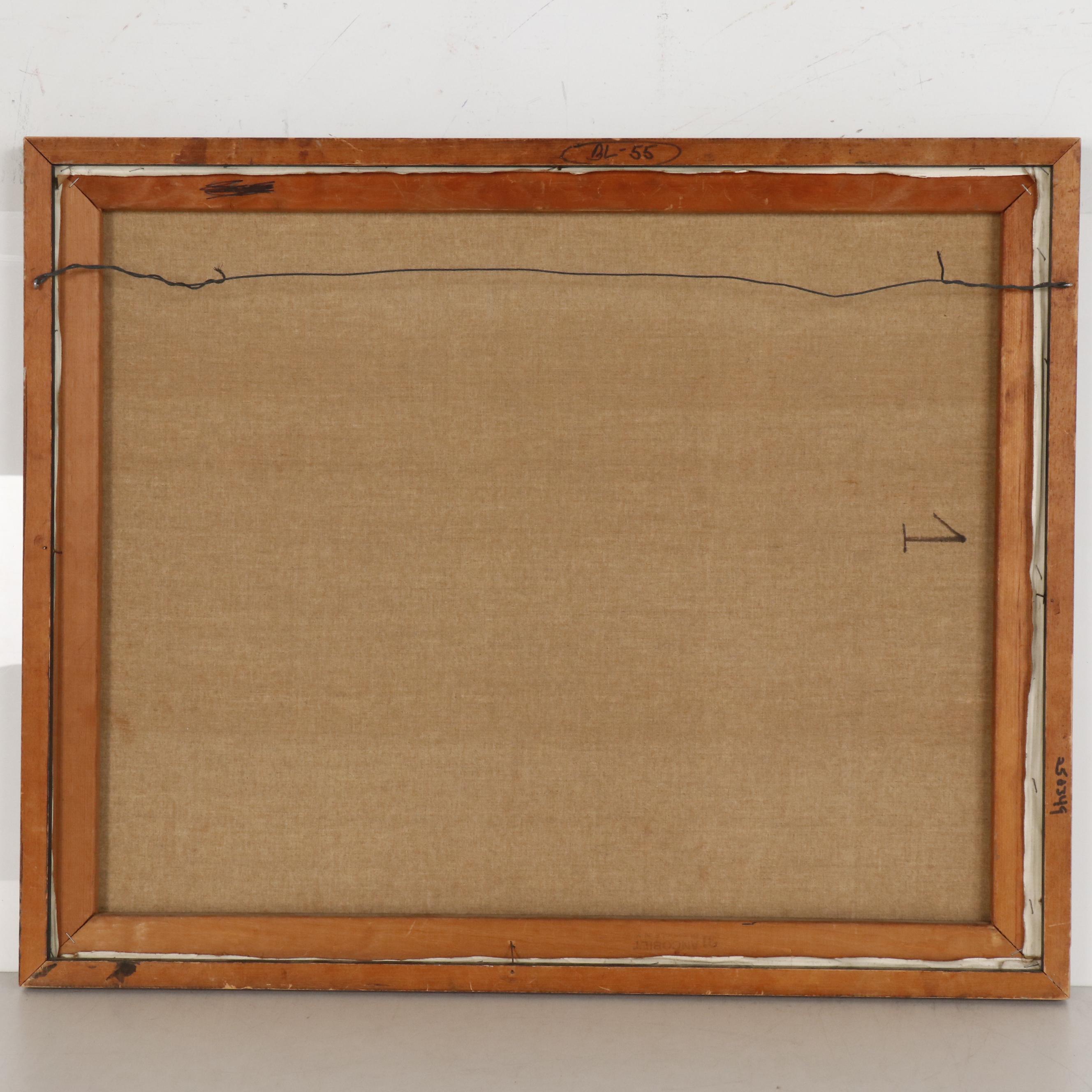 Martin Rolland Abstract Cityscape Oil Painting, Mid 20th Century