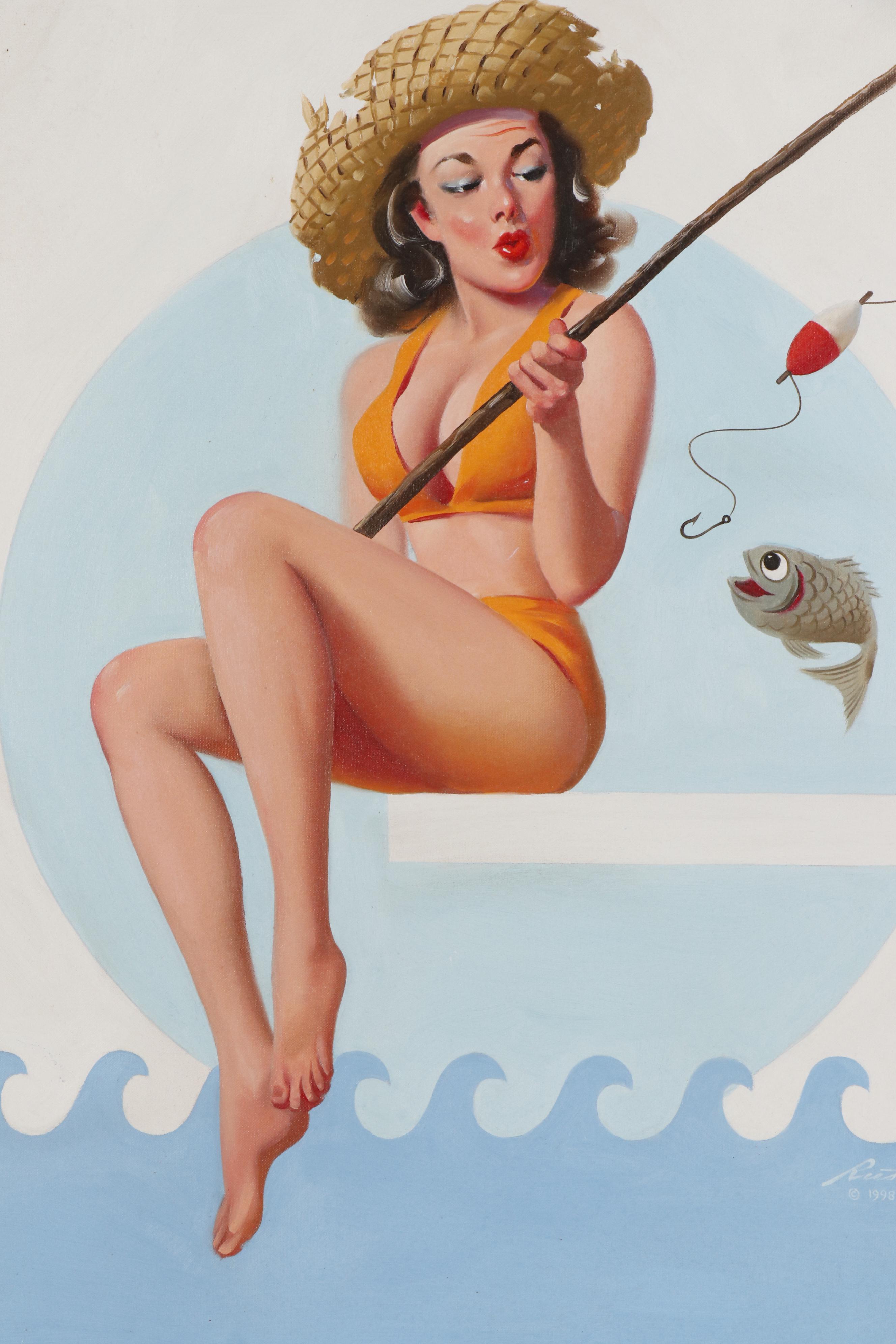 Donald Rust Pin Up Oil Painting, 1998