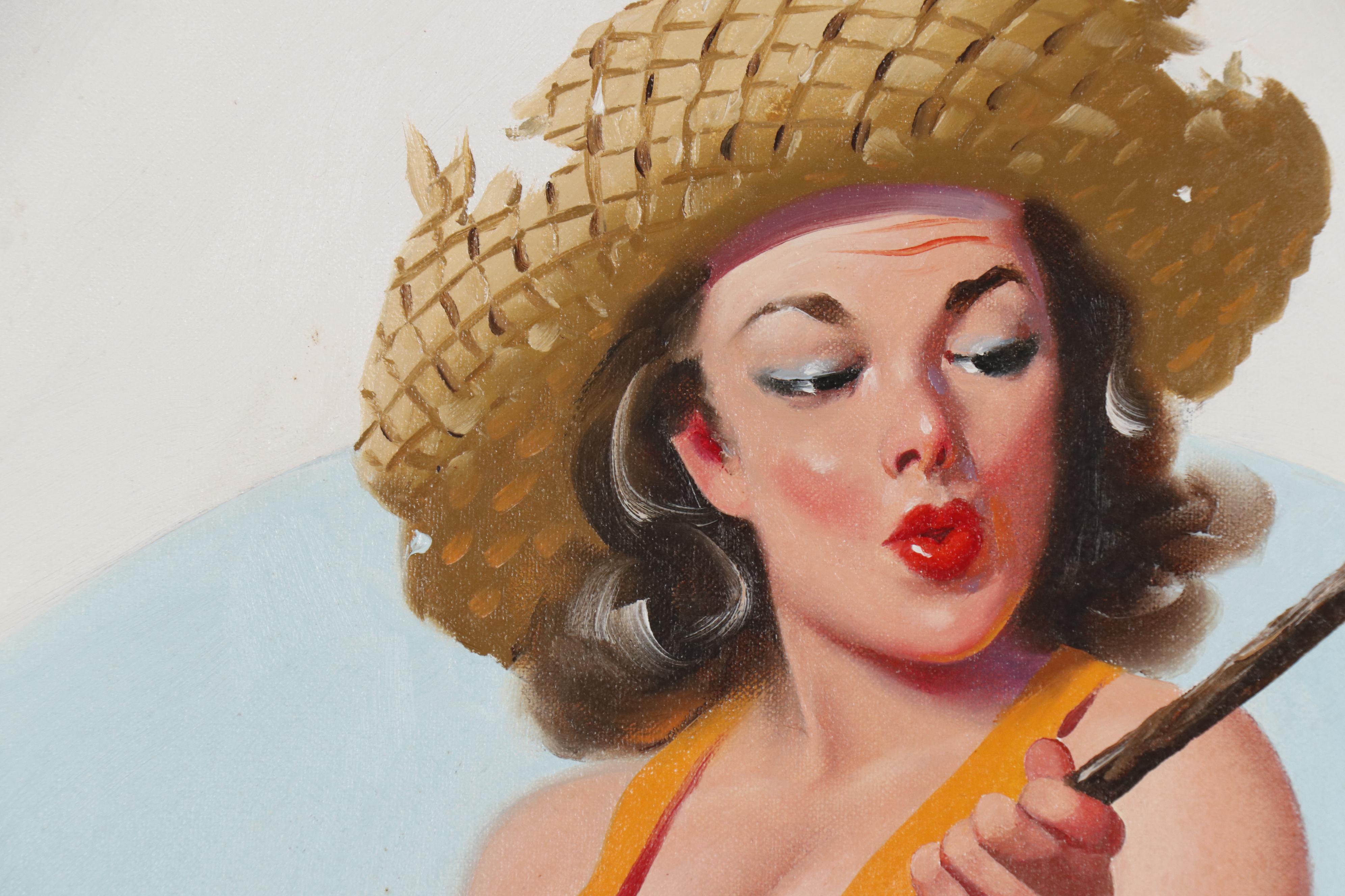 Donald Rust Pin Up Oil Painting, 1998