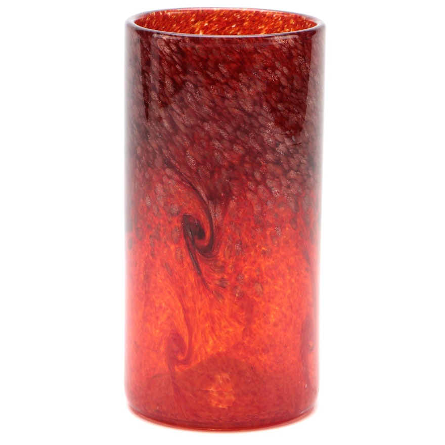 Strathearn Mottled Red Art Glass Vase, Mid to Late 20th Century