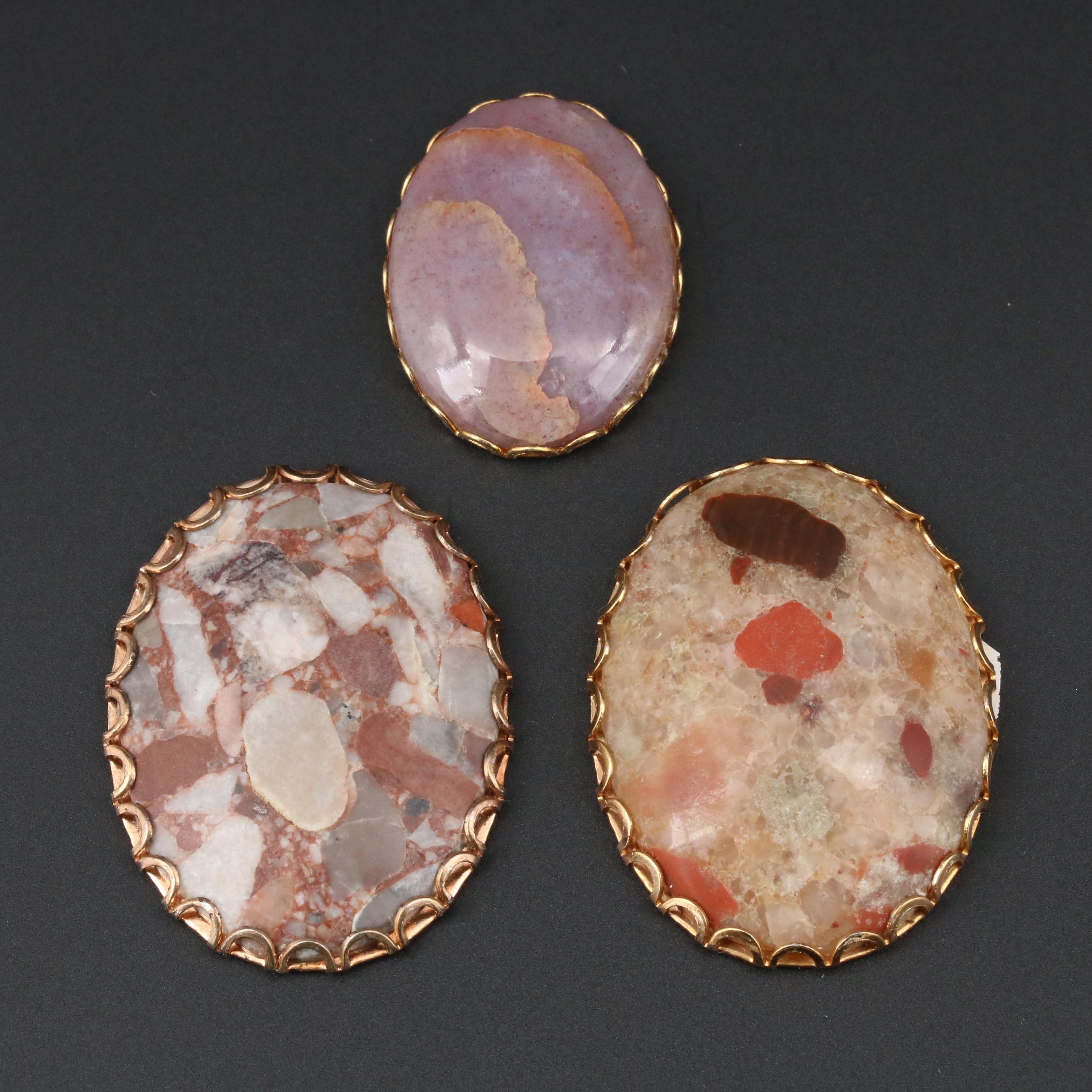 Selection of Framed Quartz and Jasper Gemstones