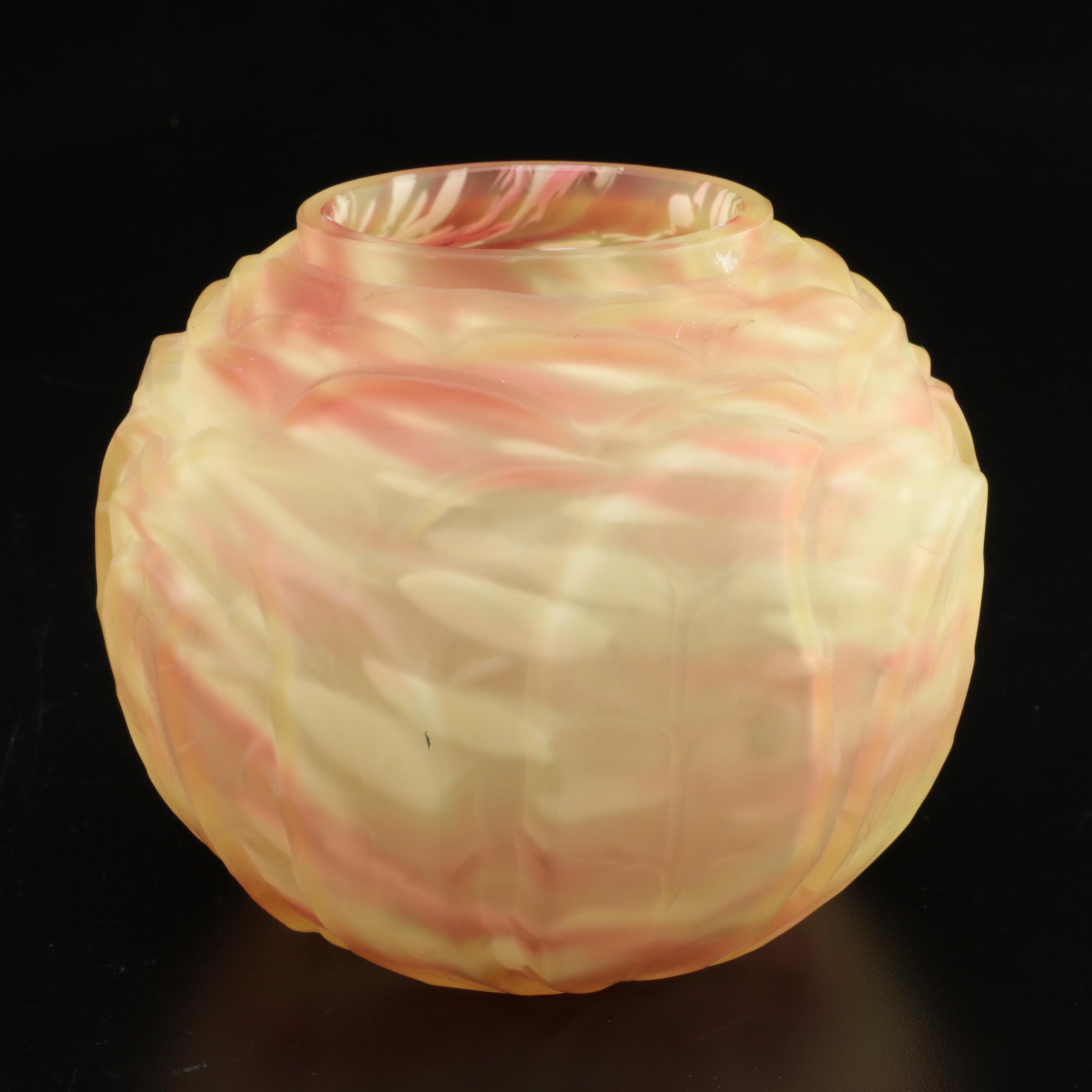 Northwood "Leaf Mold" Cranberry Spatter Vaseline Glass Table Accessories