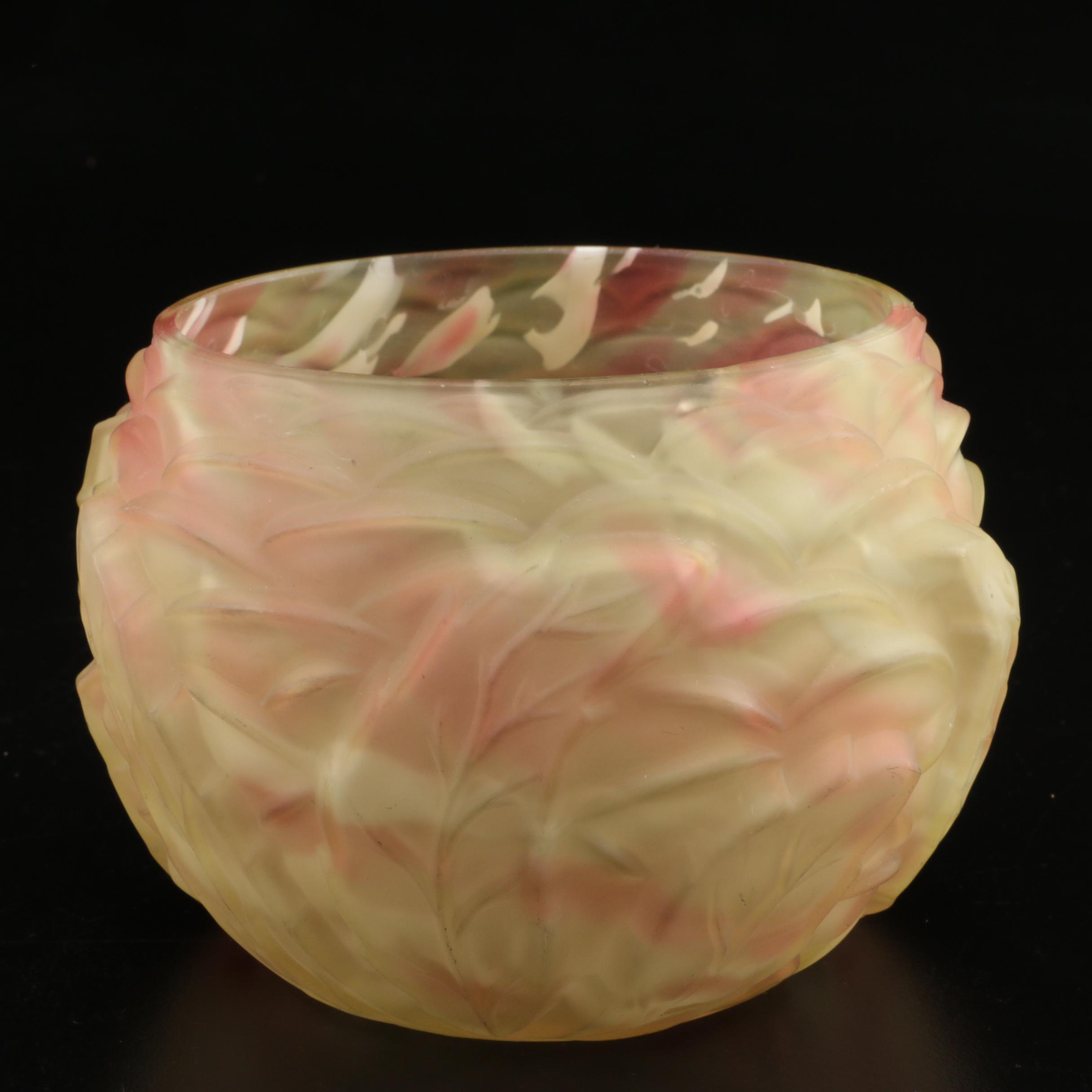 Northwood "Leaf Mold" Cranberry Spatter Vaseline Glass Table Accessories