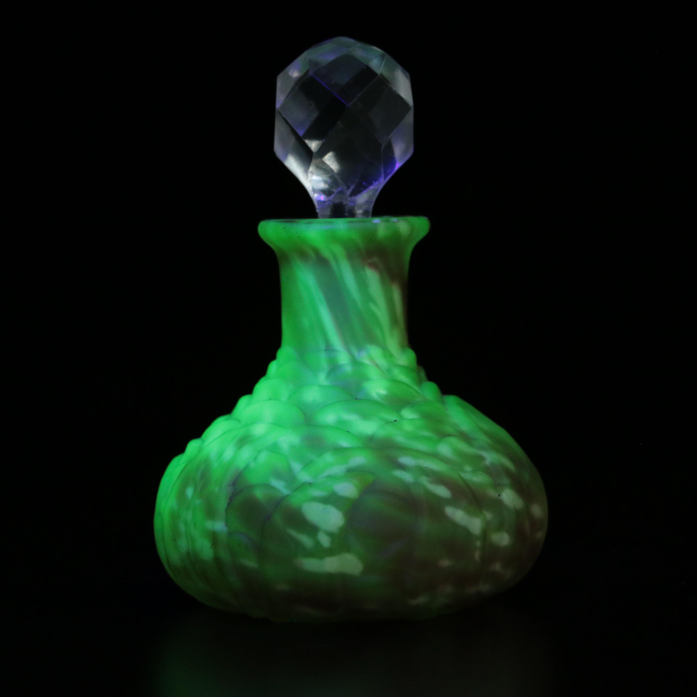 Northwood "Leaf Mold" Cranberry Spatter Vaseline Glass Table Accessories