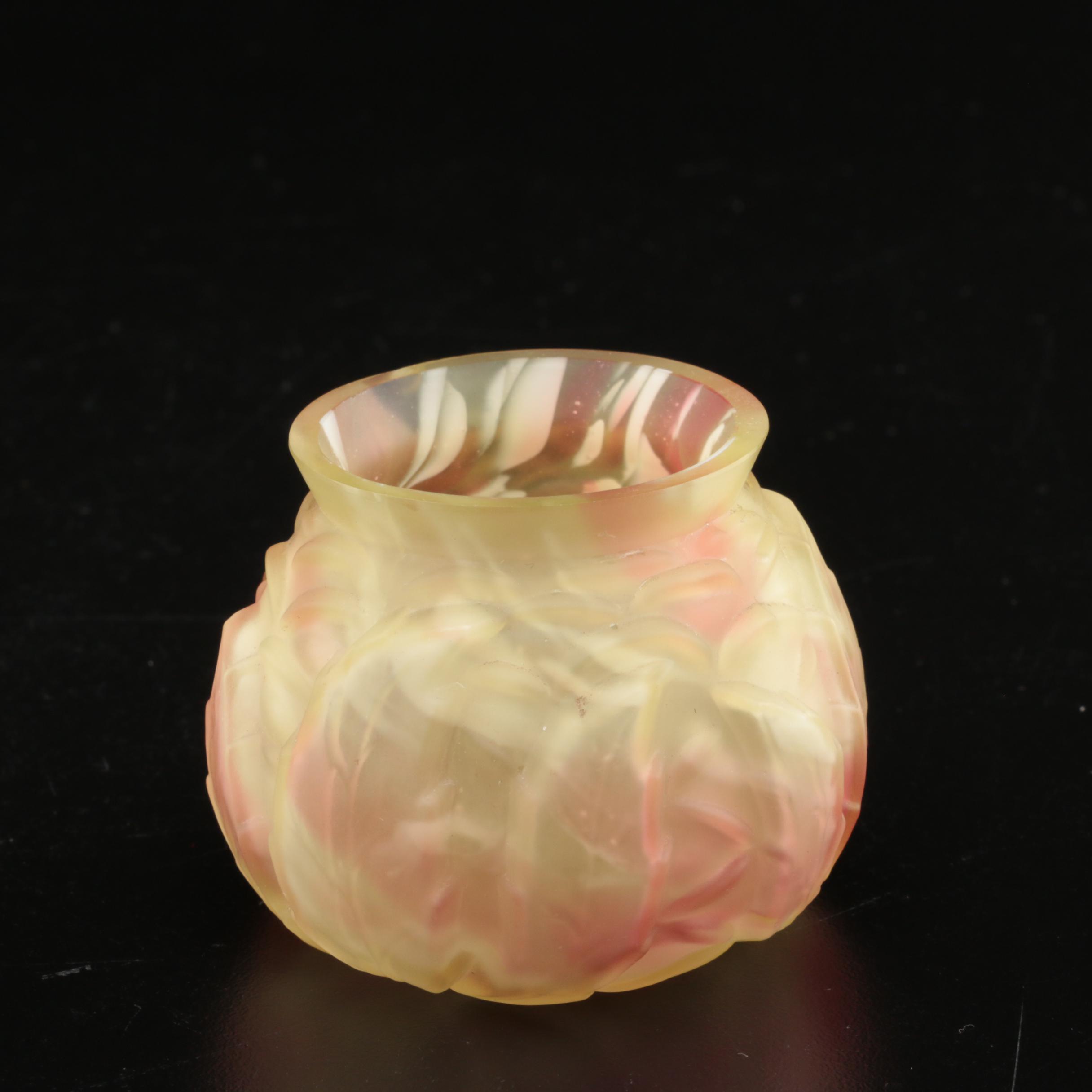 Northwood "Leaf Mold" Cranberry Spatter Vaseline Glass Table Accessories