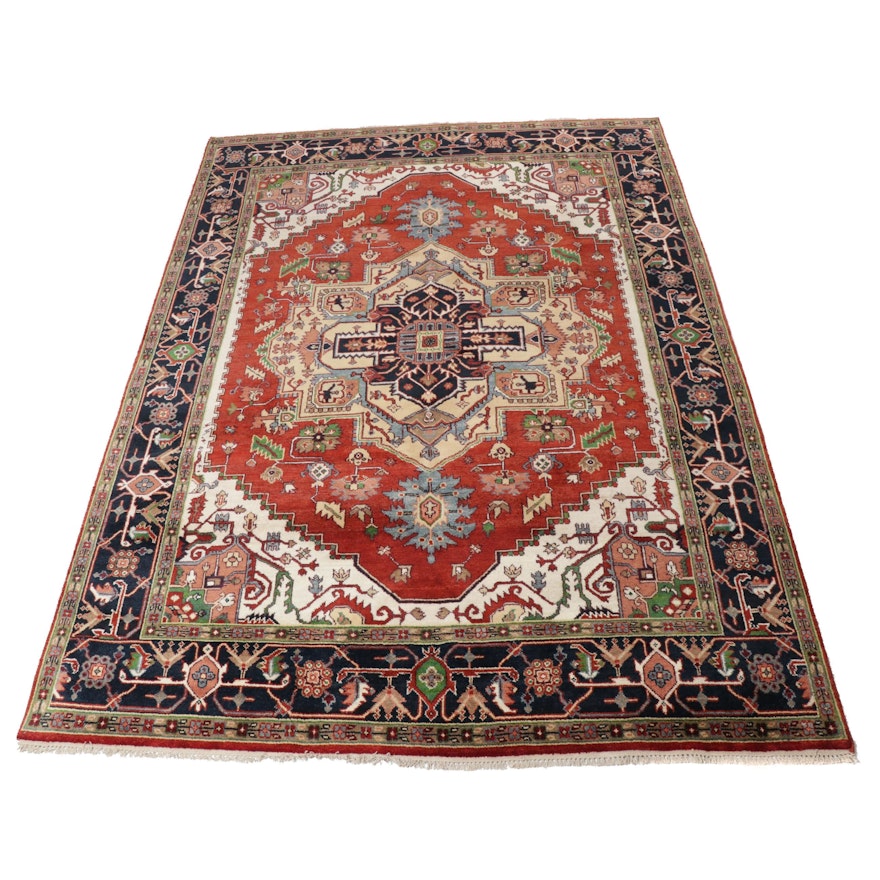8'7 x 12'1 Hand-Knotted Indo-Persian Heriz Serapi Room Size Rug, 2010s