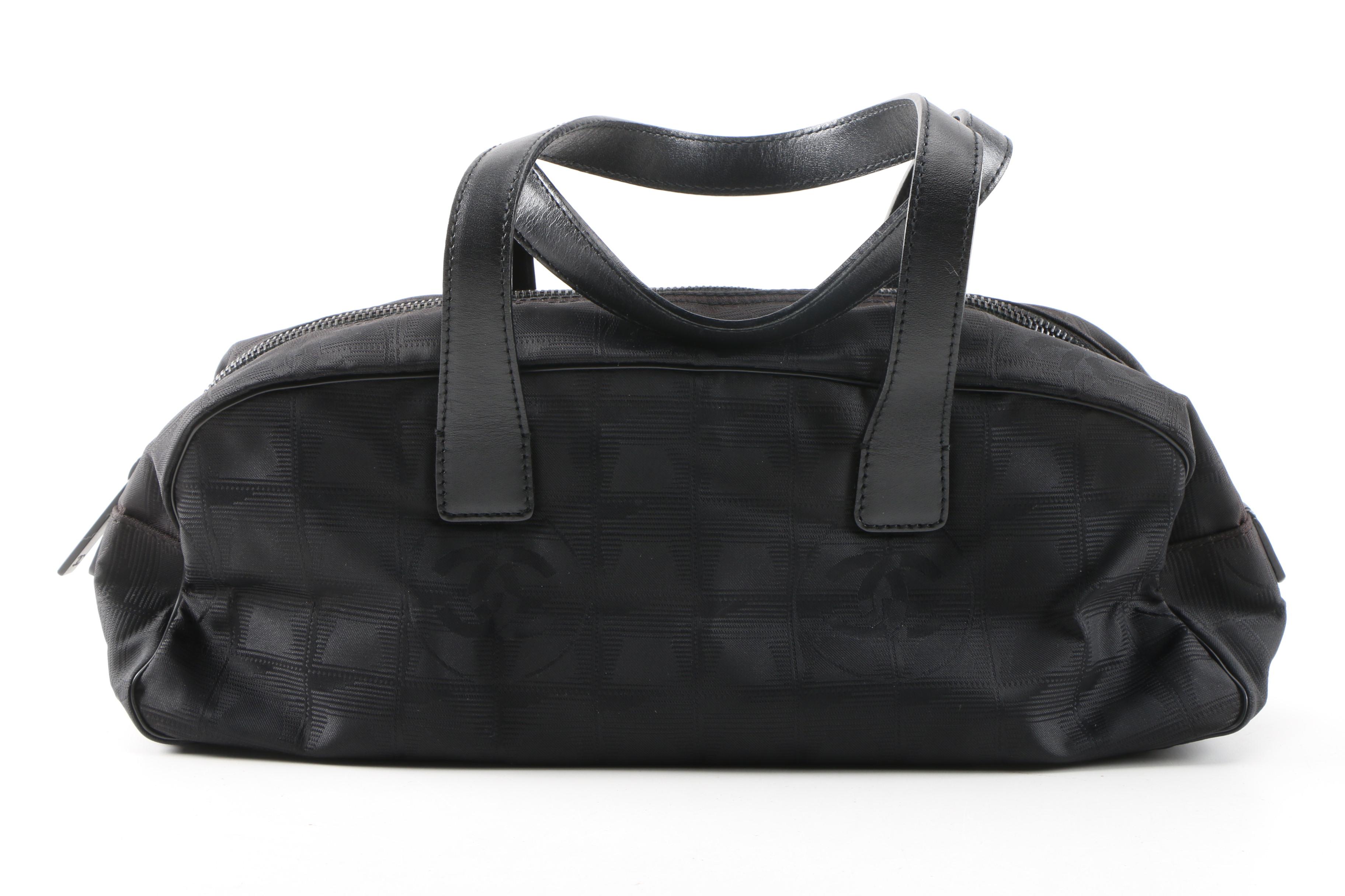 Chanel New Travel Line Bag in Black Nylon and Leather