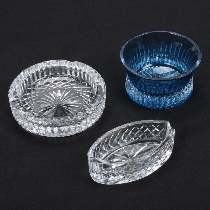 Waterford Crystal "Lismore Diamond" Nut Bowl with Waterford Crystal Ashtrays