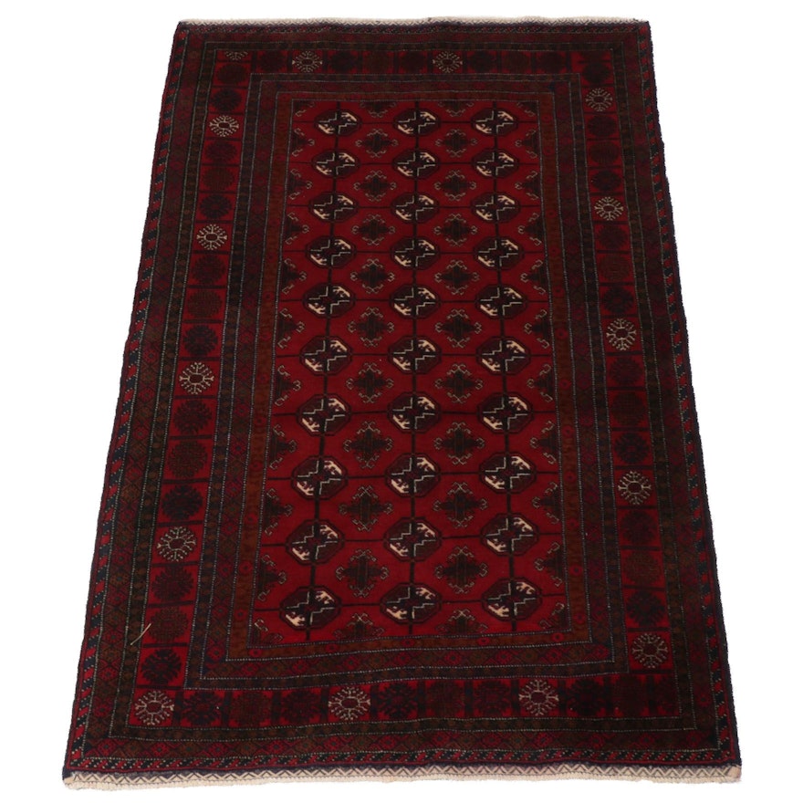 3'10 x 6'6 Hand-Knotted Persian Turkoman Rug, 1990s