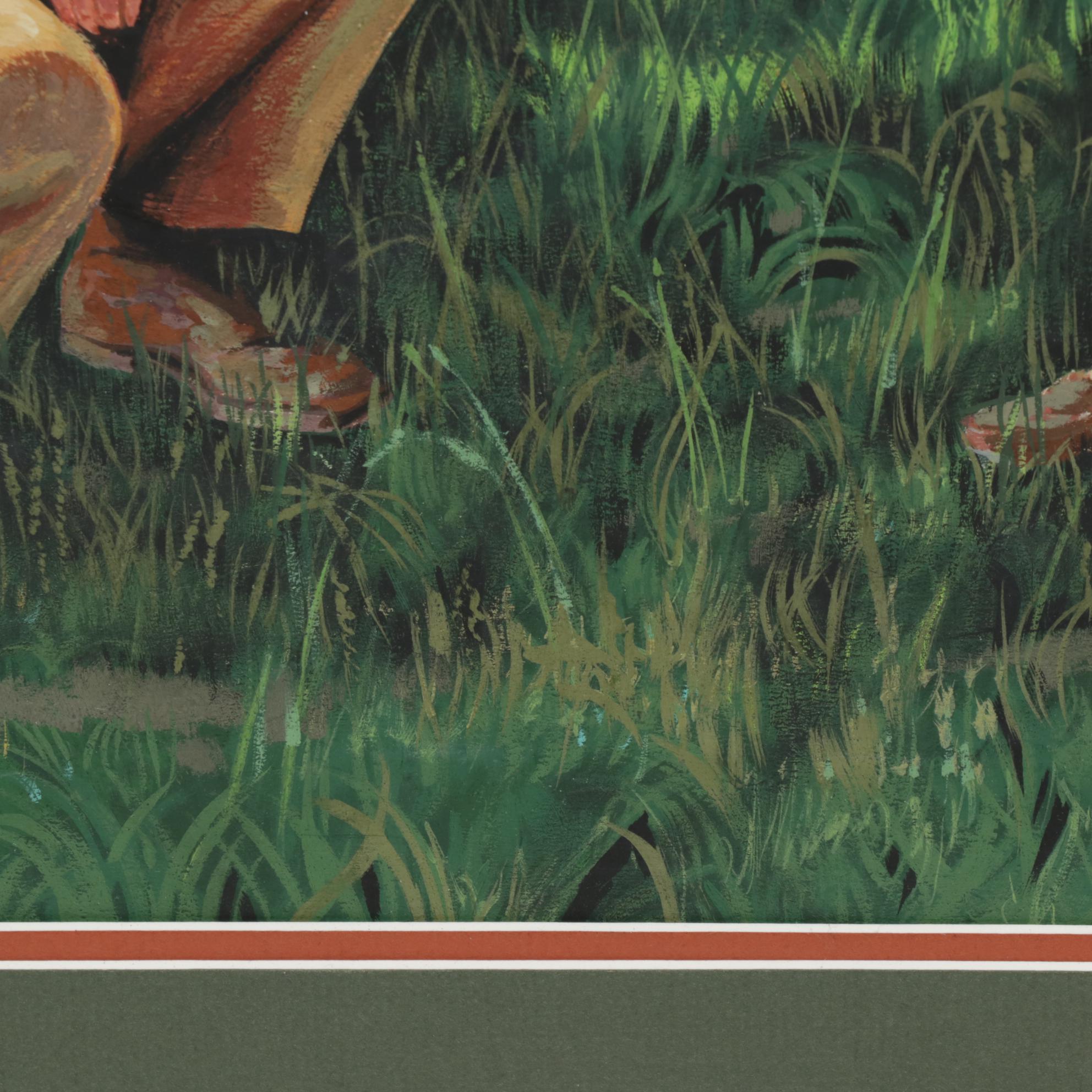 1950's Style Farm Scene Gouache Illustration Painting