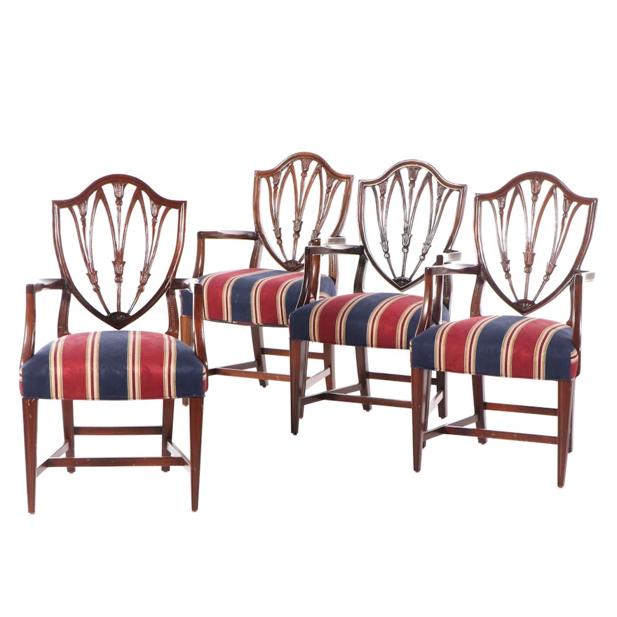 Four Hepplewhite Style Shield-Back Chairs, Early to Mid 20th Century