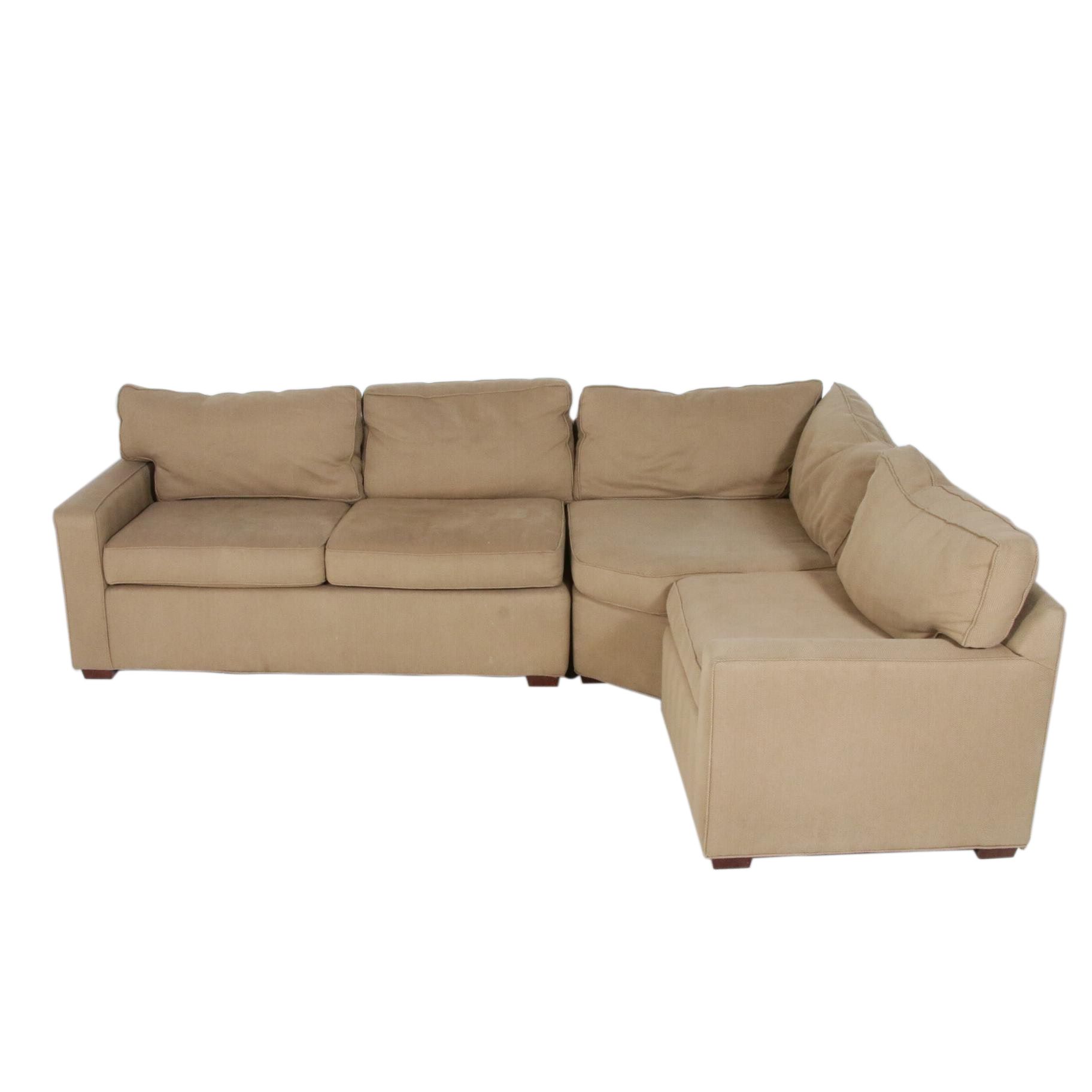 Pottery Barn Fabric Upholstered Three-Piece Square Arm Sectional Sofa