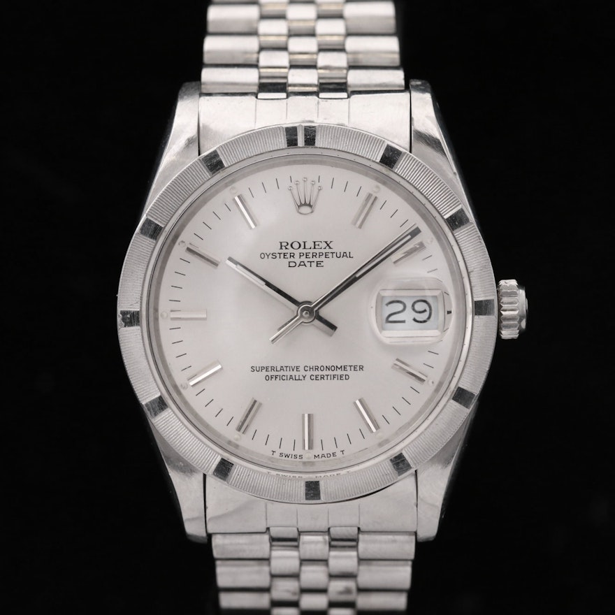 Rolex Date 15010 Stainless Steel Automatic Wristwatch, 1986