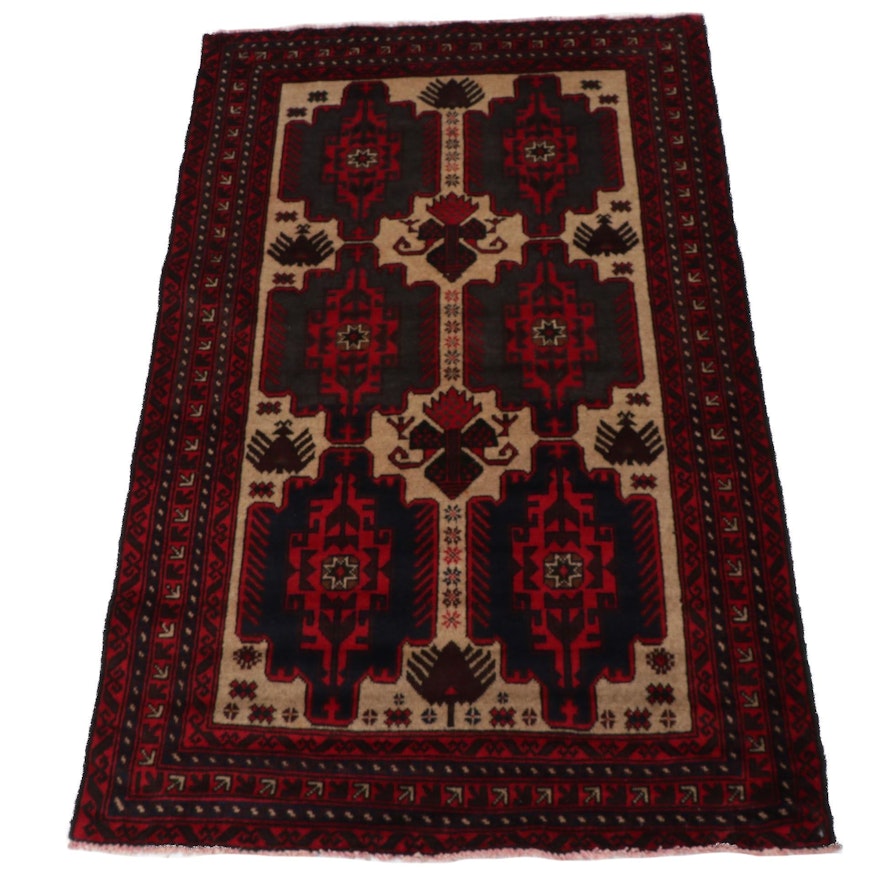 3'1 x 5'1 Hand-Knotted Persian Baluch Rug, Late 20th Century