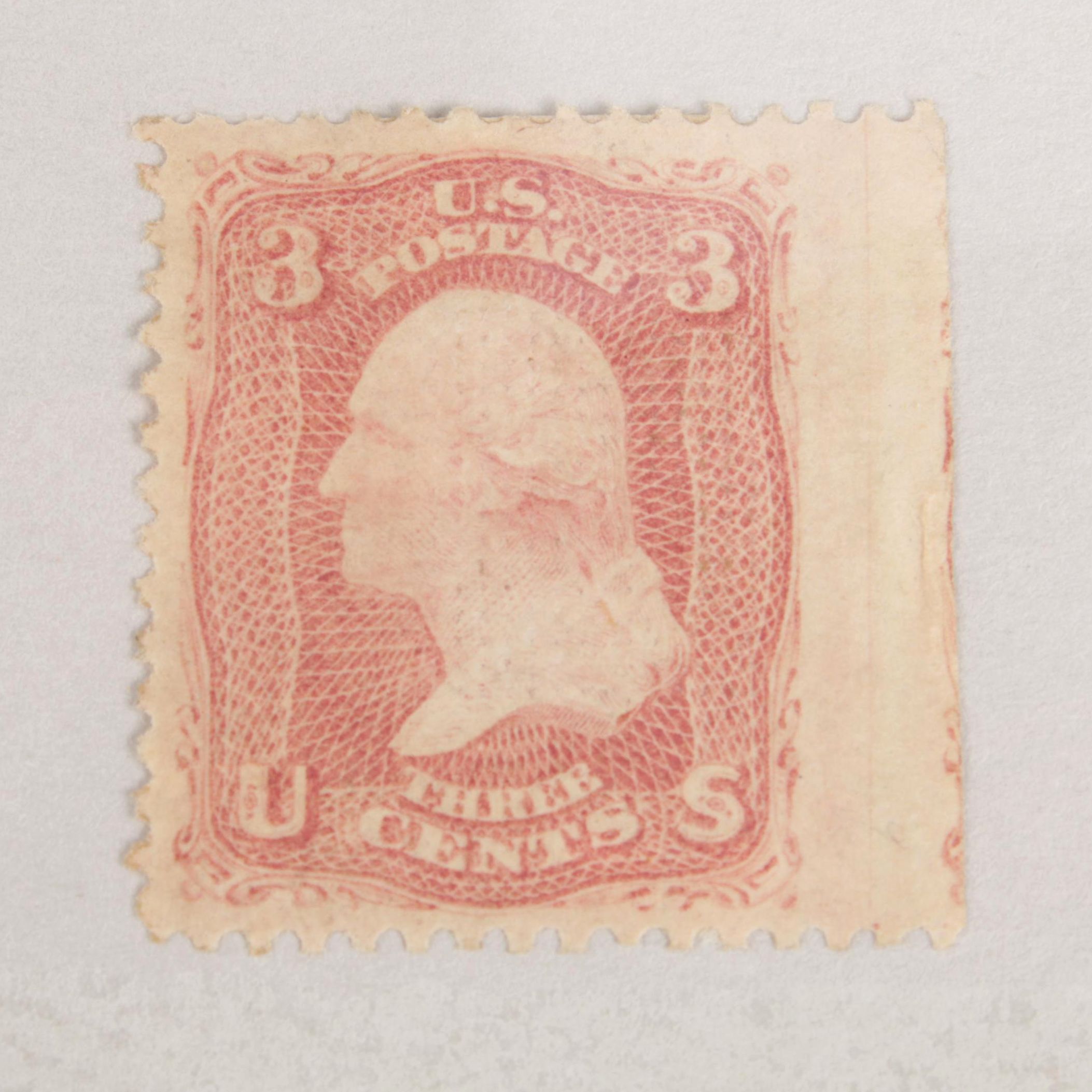 1867 United States Three Cent Stamp, Scott #88 E Grill
