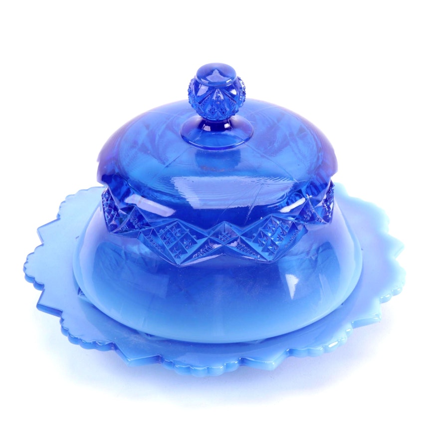 National Glass Co. "Diamond Spearhead" Covered Butter Dish