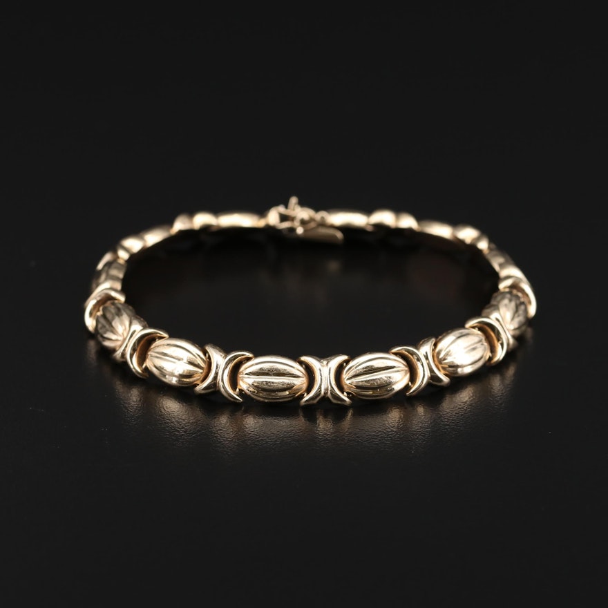 10K Yellow Gold Crossover Link Bracelet