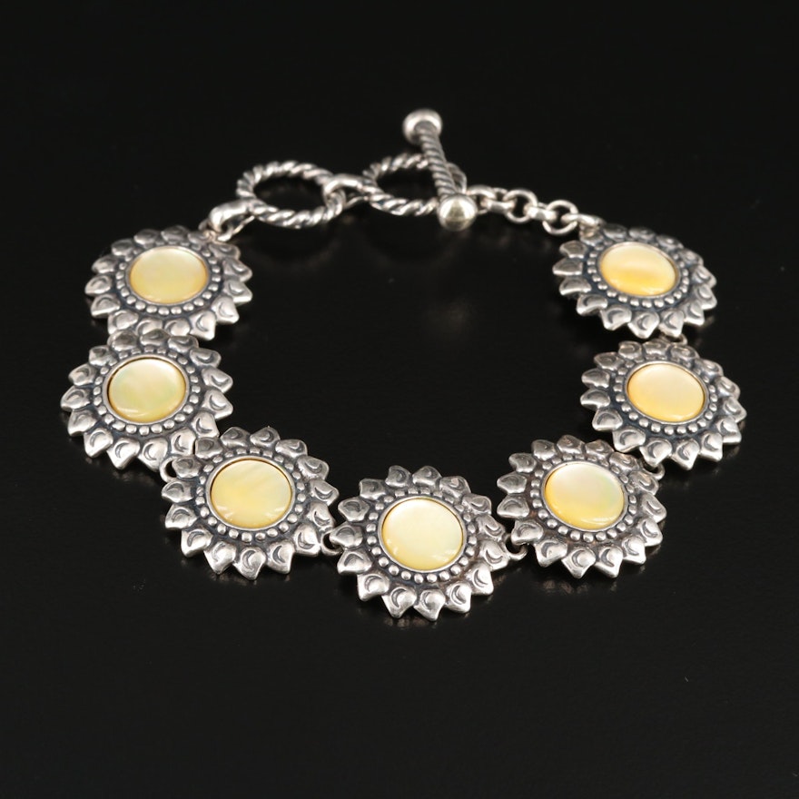 Carolyn Pollack Southwestern Sterling Silver Mother Of Pearl Bracelet