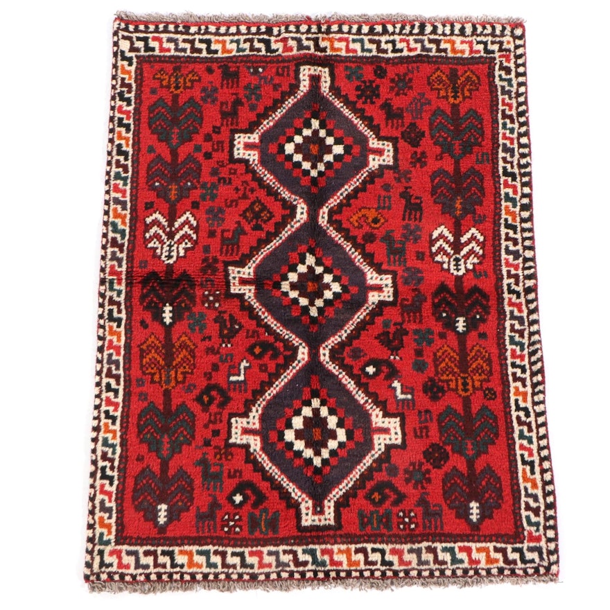 3'6 x 4'8 Hand-Knotted Persian Shiraz Wool Rug