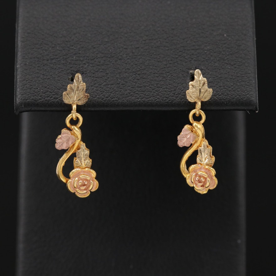 Black Hills Gold 10K Gold Floral Earrings