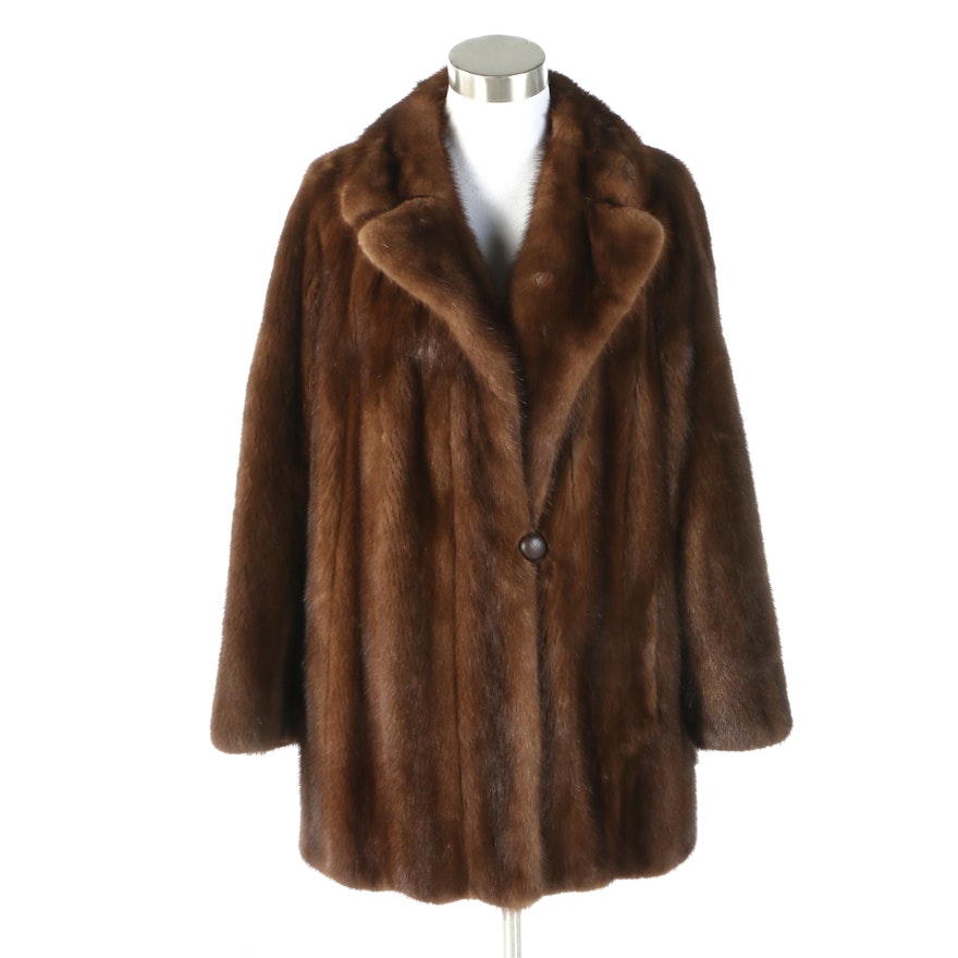 Mahogany Mink Fur Coat with Notched Collar from Rhomberg's, Vintage