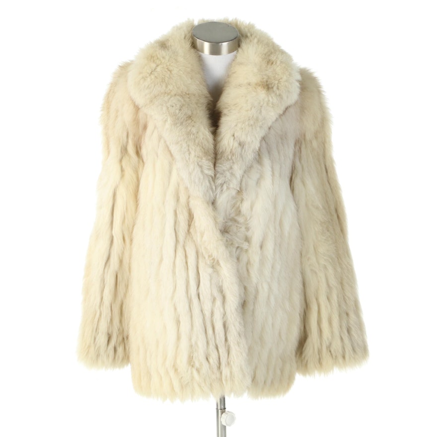 Corded Fox Fur Coat with Shawl Collar